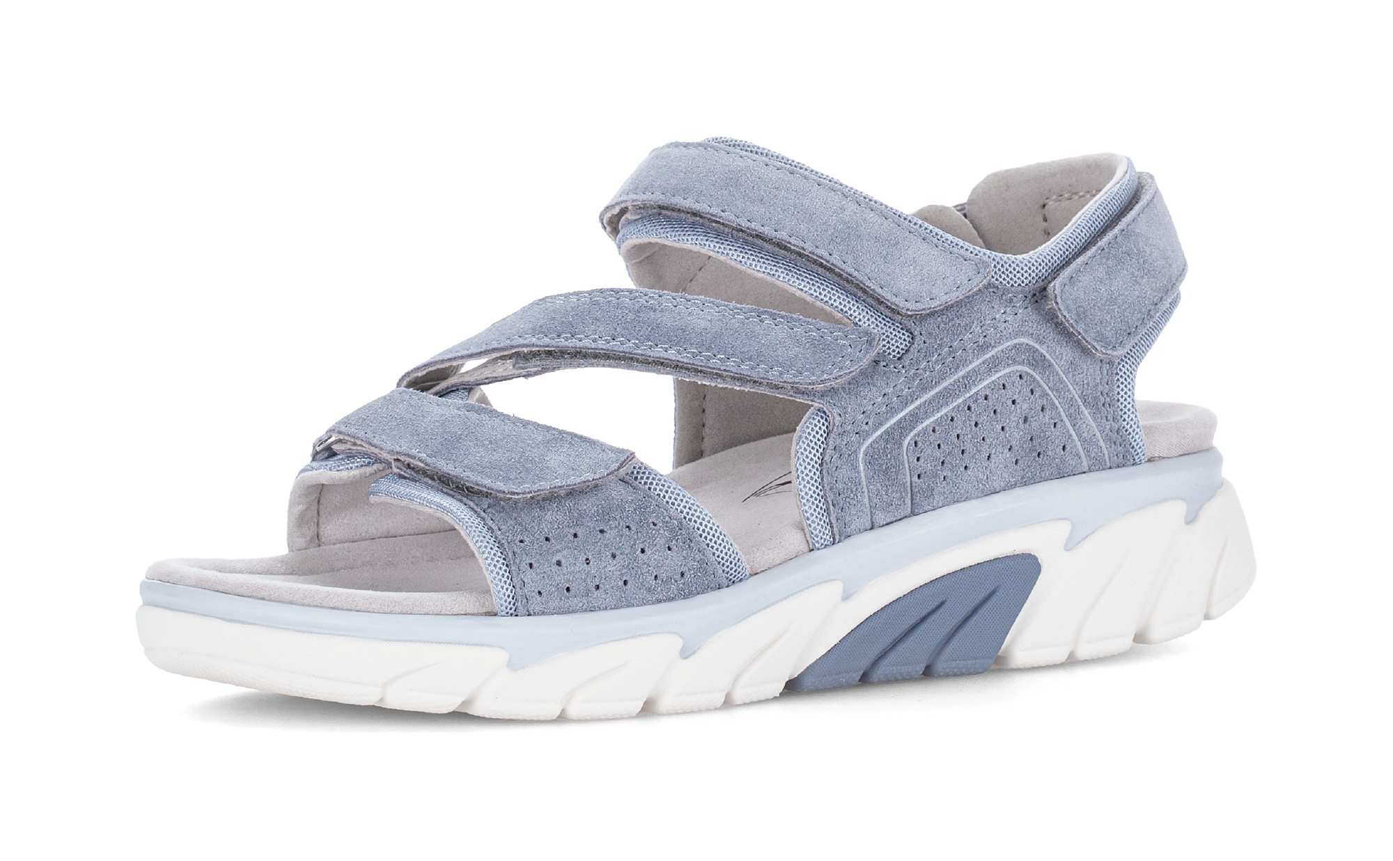 rollingsoft Sandalette  Keilabsatz, Riemchensandale mit Lochmuster und Ziernähten, G-Weite