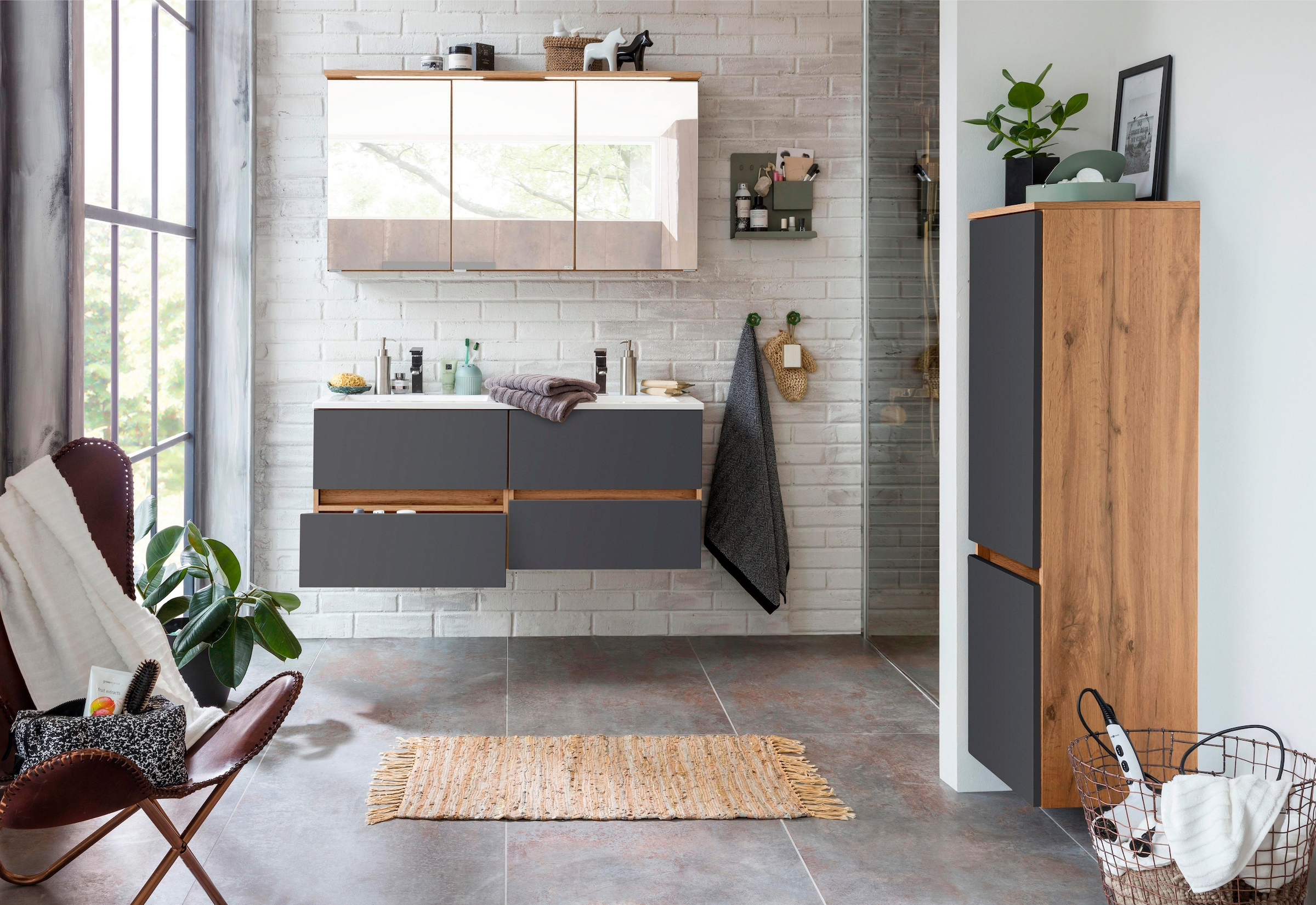 welltime Waschbeckenunterschrank »Lucca« Badmöbel, Waschtisch inkl. Waschbecken, Breite 120 cm