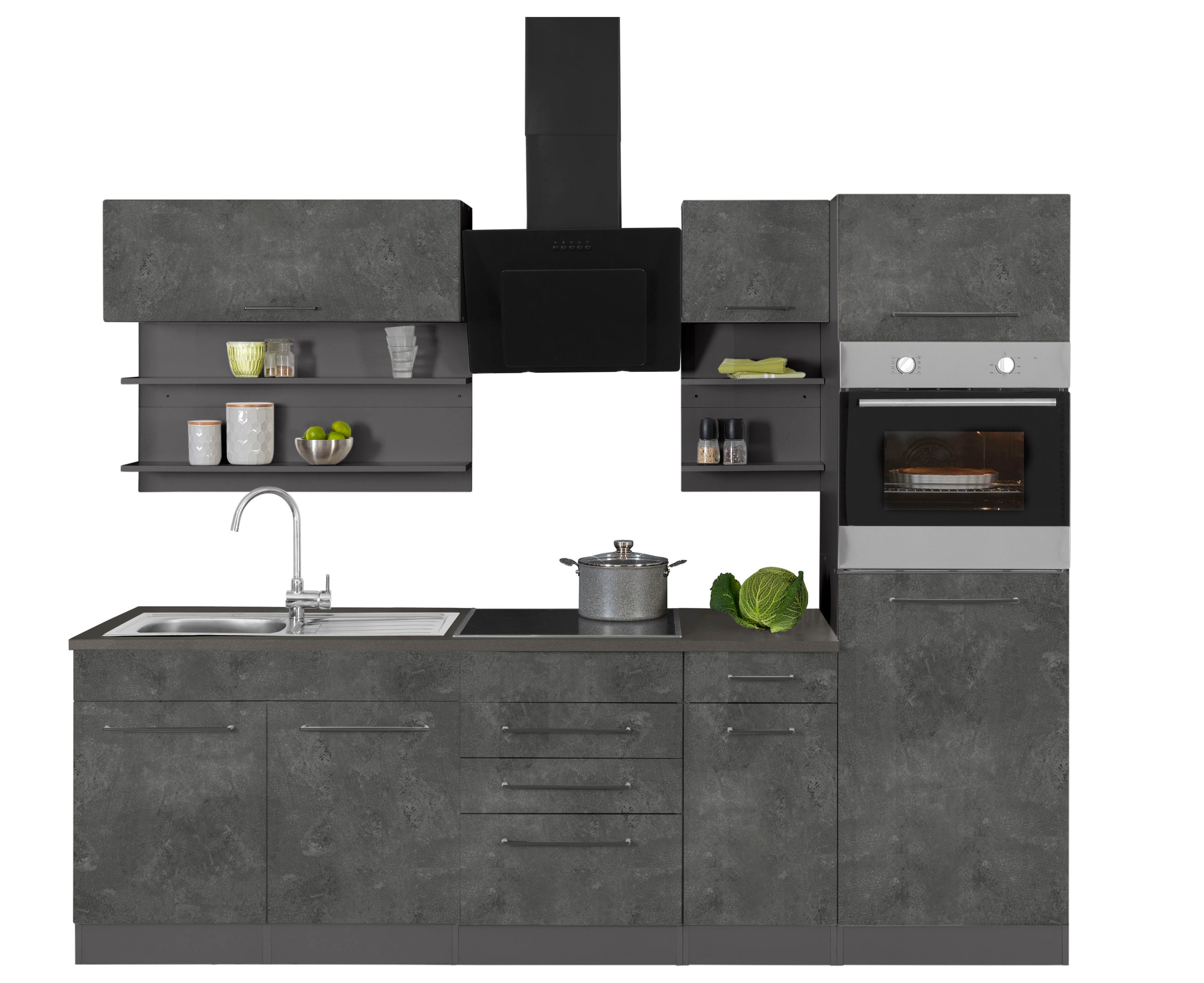 HELD MÖBEL Küchenzeile »Tulsa«, mit E-Geräten, Breite 330 cm, schwarze  Metallgriffe, MDF Fronten auf Raten kaufen