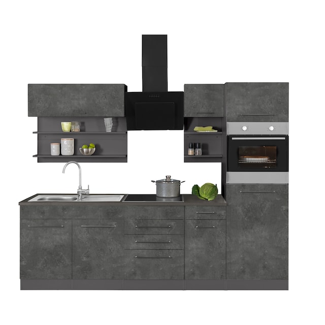HELD MÖBEL Küchenzeile »Tulsa«, mit E-Geräten, Breite 330 cm, schwarze  Metallgriffe, MDF Fronten auf Raten kaufen
