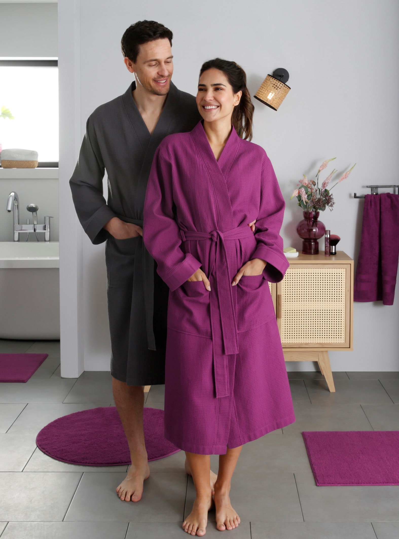 my home Unisex-Bademantel »Vanessa, ideal für Sauna & Spa, Hotelbademantel, Morgenmantel«, (1 St.), Taschen, Damen & Herren, Waffelpiqué, sehr leichte Qualität, S-3XL
