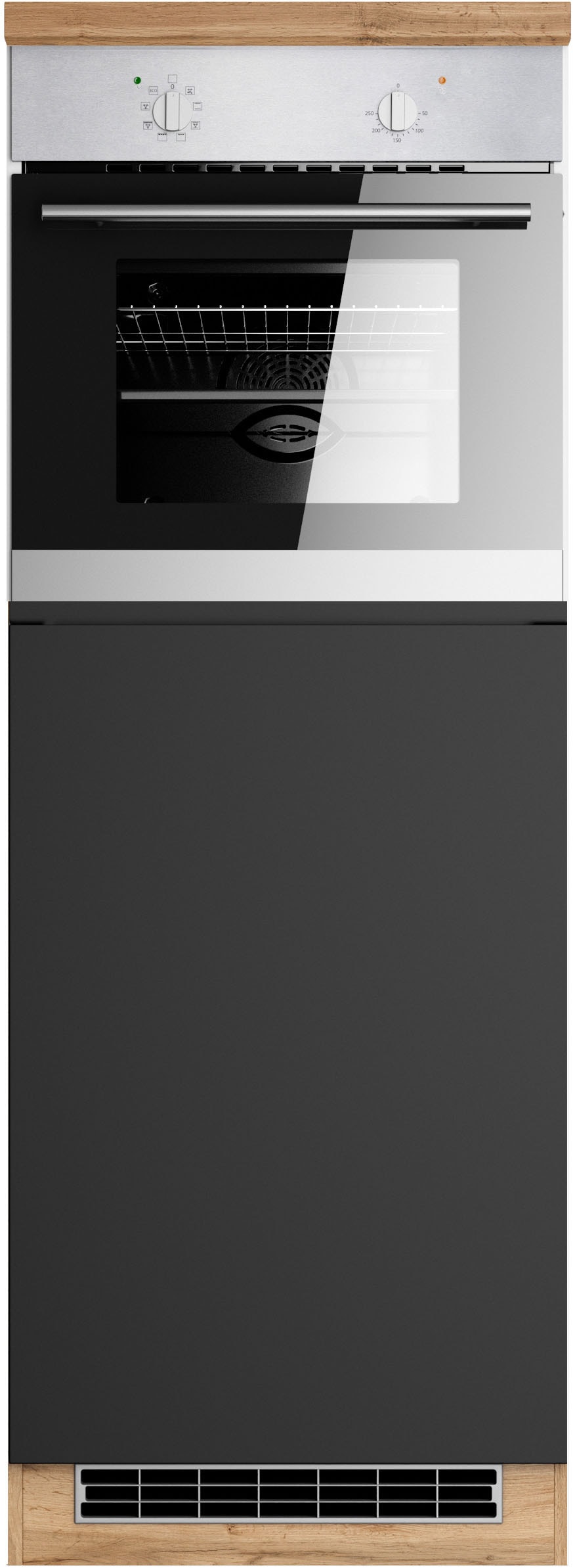 KOCHSTATION Backofen/Kühlumbauschrank »KS-Virginia,neu in verbesserter Ausführung« Arbeitsplatte 38 mm stark, Stauraum, Softclose,  Maße (B/H/T): ca. 60/166/60 cm, Türanschlag frei wählbar