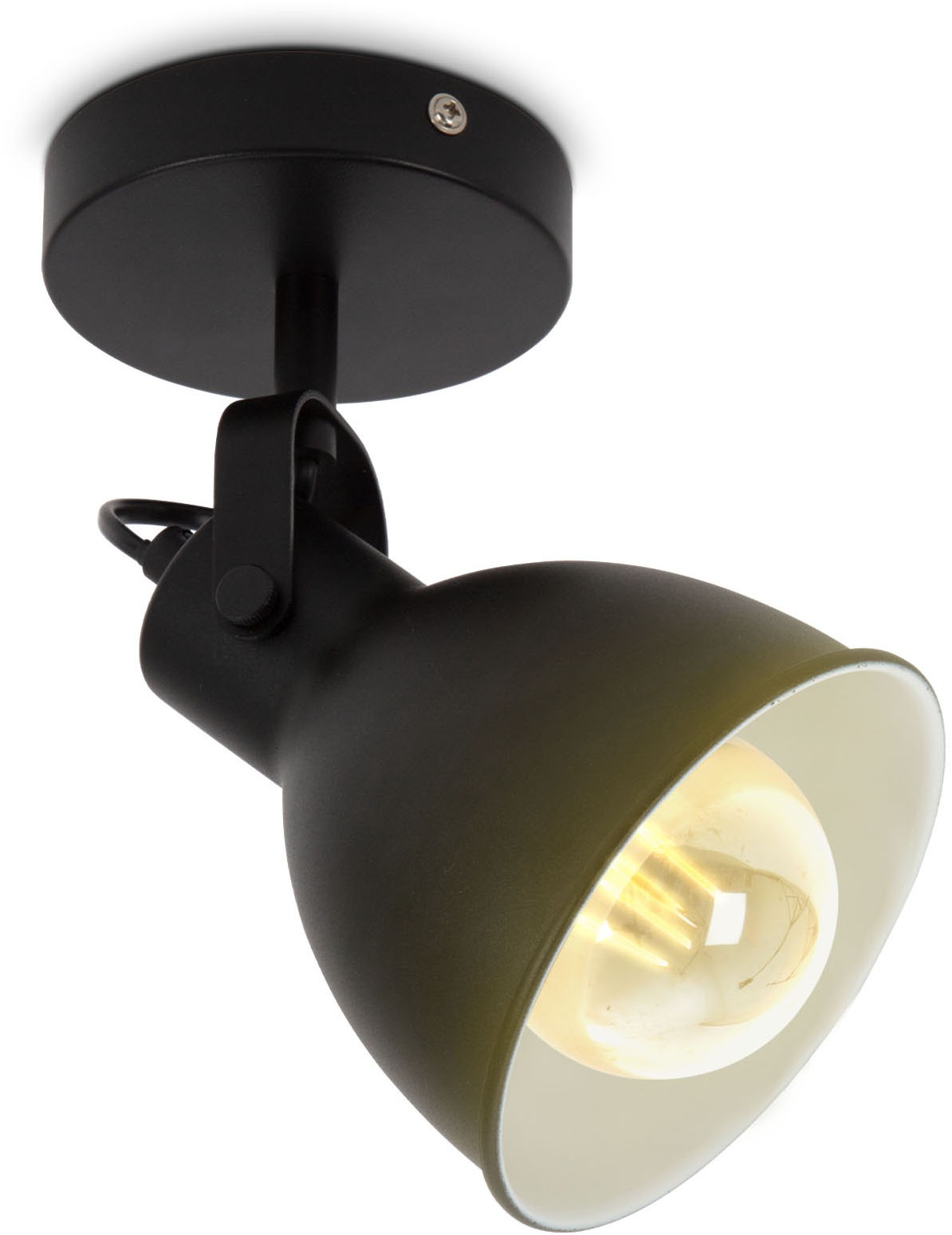 B.K.Licht Wandleuchte »Design-Spotleuchte, Metall, Schwarz, E27-Fassung«, 1 flammig, Leuchtmittel E27 | ohne Leuchtmittel, Schwenkbar, Ø13cm, ohne Leuchtmittel