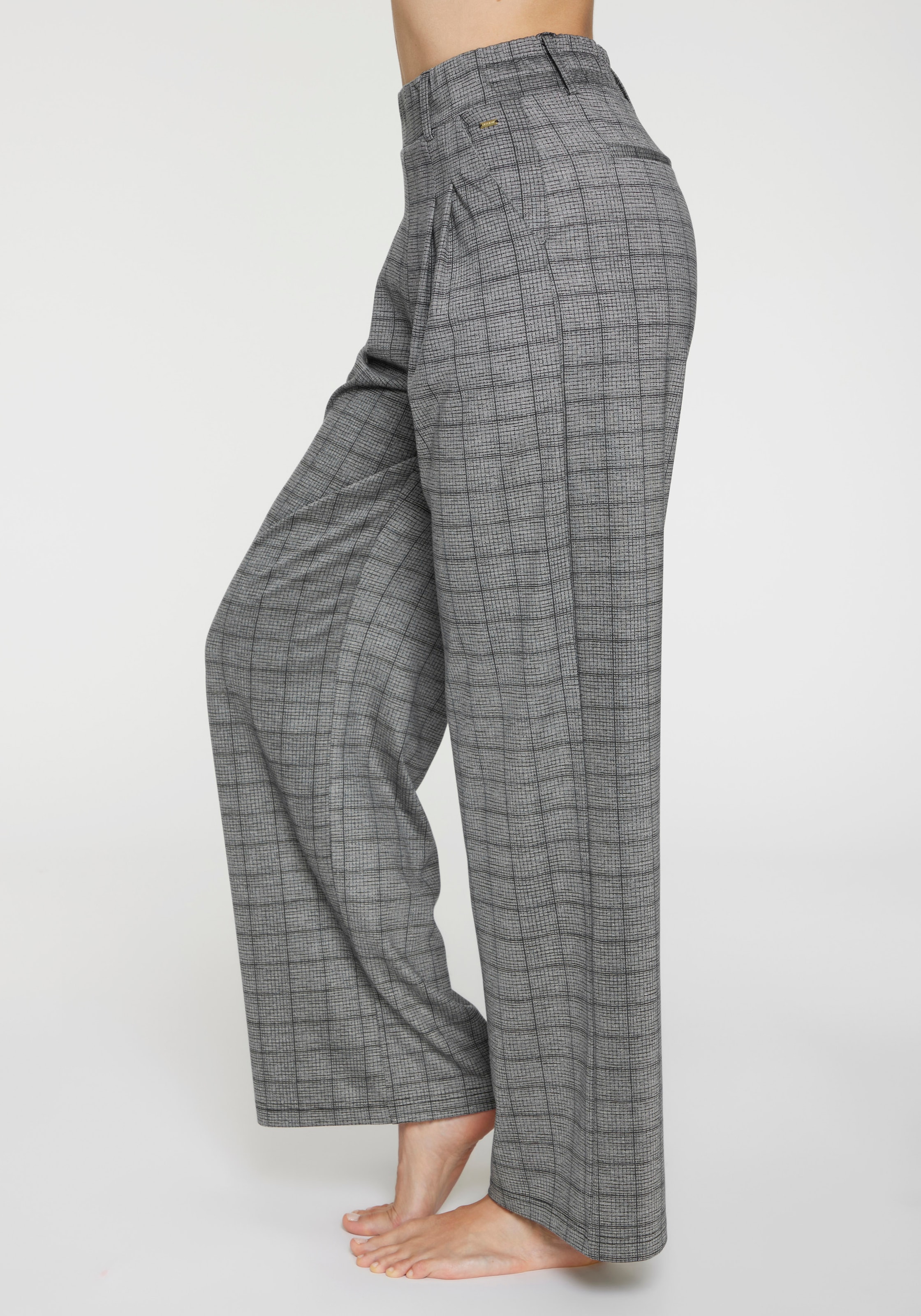 LASCANA Schlupfhose »extra Weit mit Bundfalten«  mit Jacquard Strickmuster oder uni schwarz