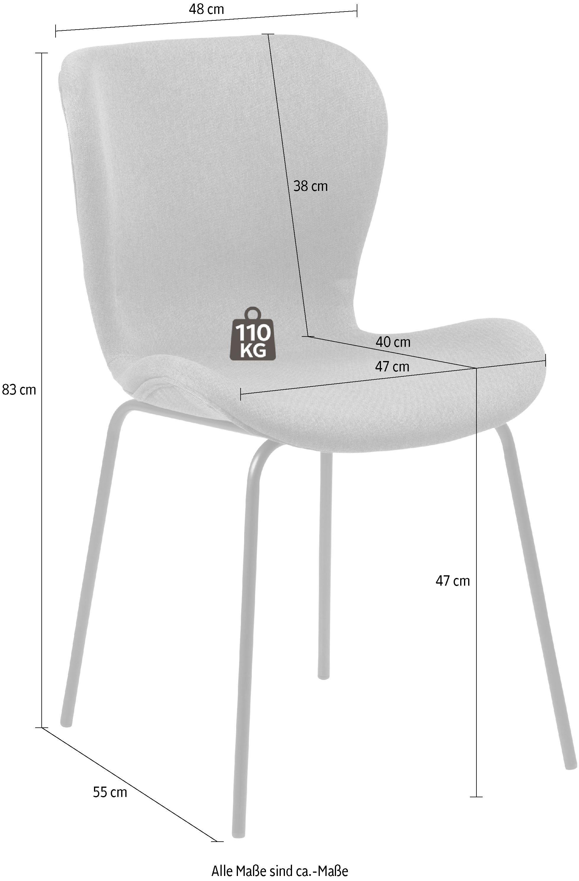 ACTONA GROUP Esszimmerstuhl, Webstoff, 2er Set, auf Sitzhöhe Raten schwarzen Webstoff Bezug, 47 Metallbeinen, cm bestellen