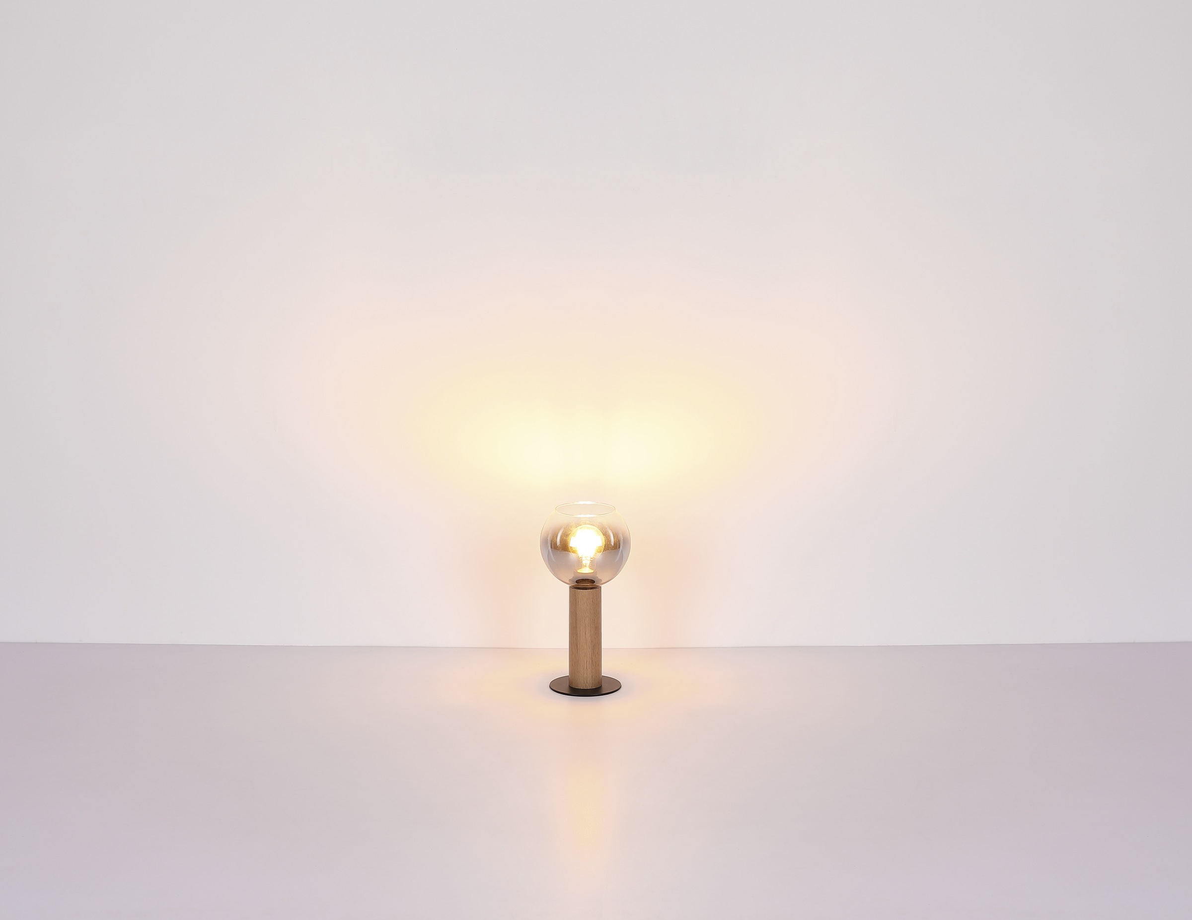 GLOBO LIGHTING Tischleuchte »MOITAS«, Leuchtmittel E27 | ohne Leuchtmittel, Tischlampe/Holz/Glas rauchfarben/Wohnzimmer/Schlafzimmer