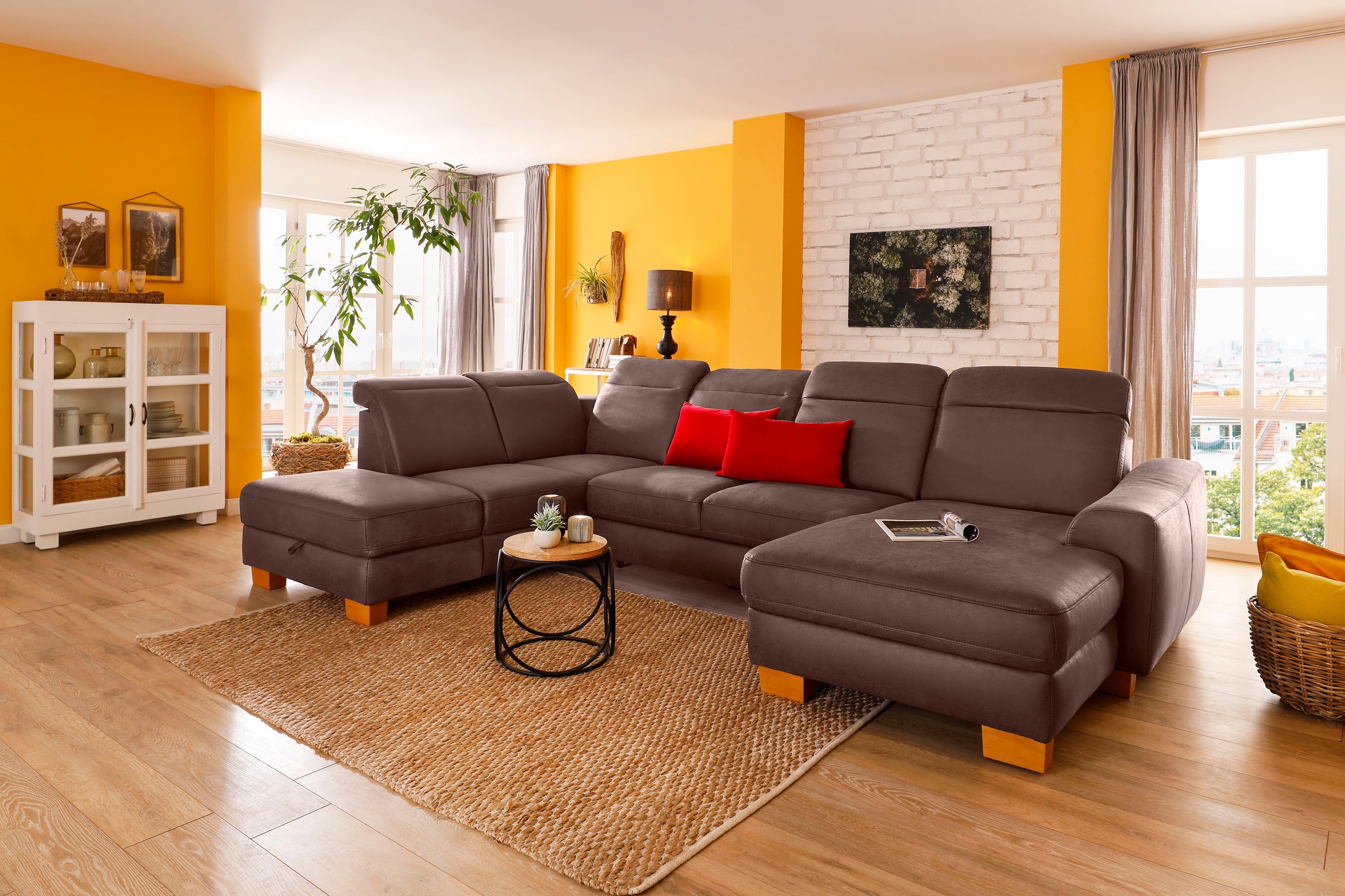 Home affaire Wohnlandschaft »Dundee U-Form« wahlweise mit Kopfteilverstellu günstig online kaufen