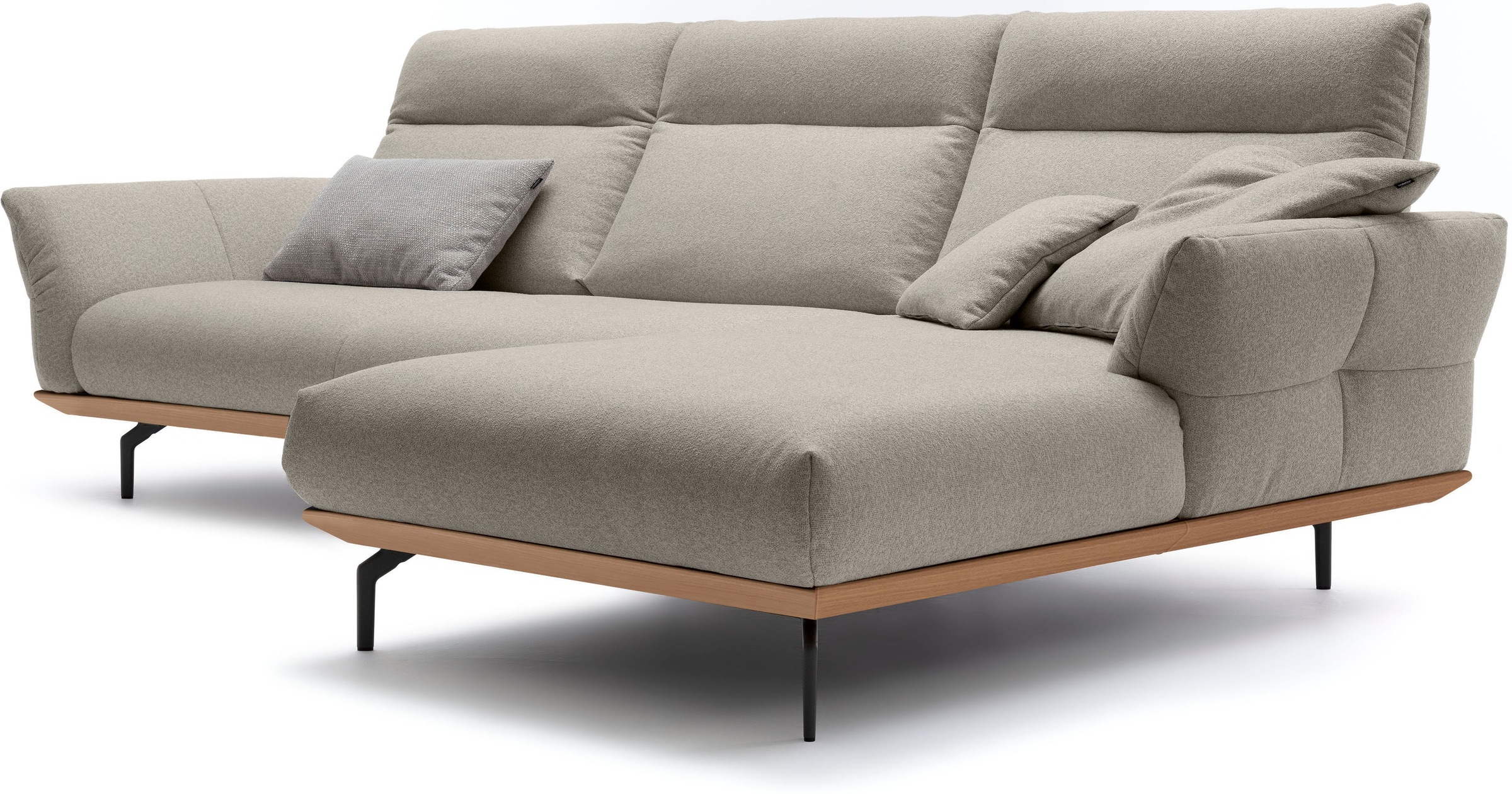 Creation BY ROLF BENZ Ecksofa »CR.460«, Sockel in Eiche, Winkelfüße in Umbragrau, Breite 318 cm