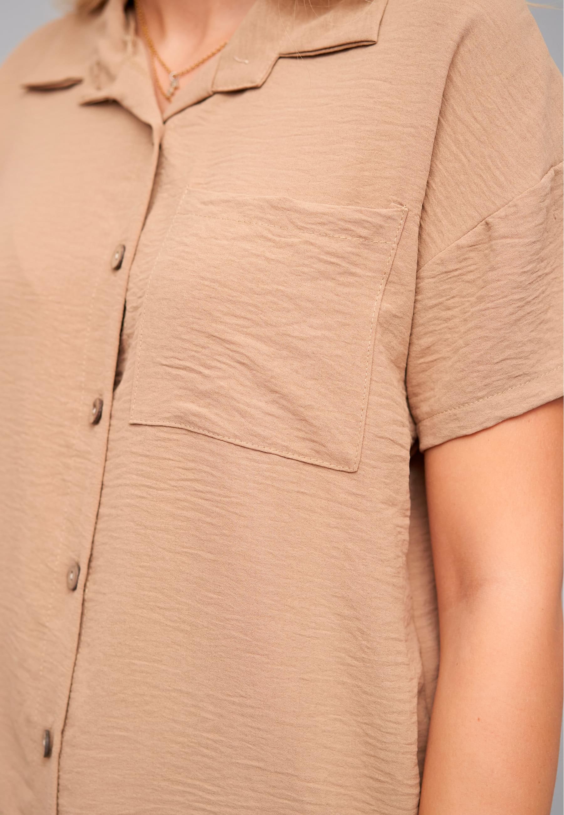 CLOUD 5IVE Langarmhemd »CLOUD 5IVE Musselin Kurzarm Hemd mit Knopfleiste und Brusttasche«