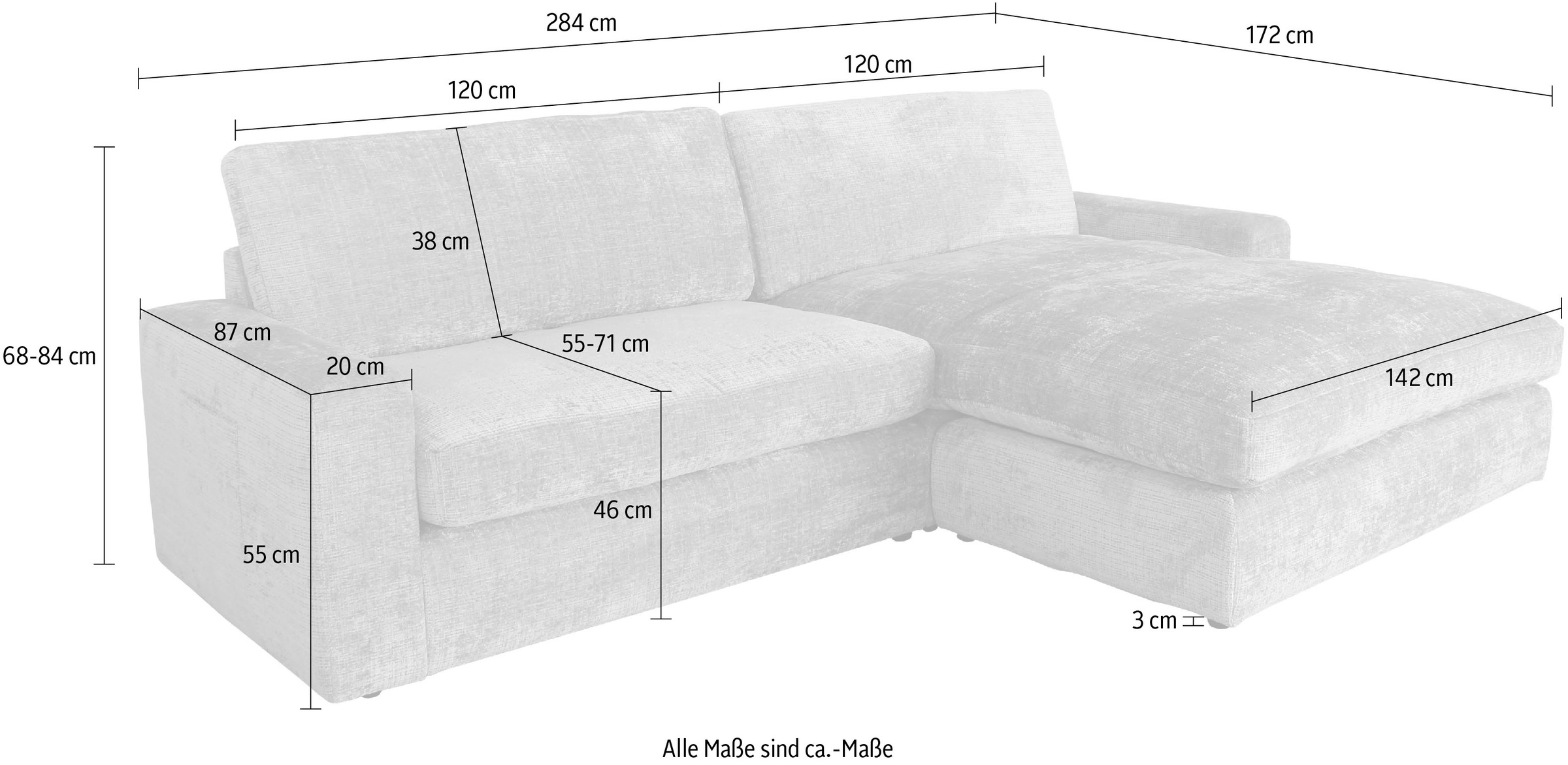 alina Ecksofa »Monma« kann auch spielgelverkehrt aufgebaut werden