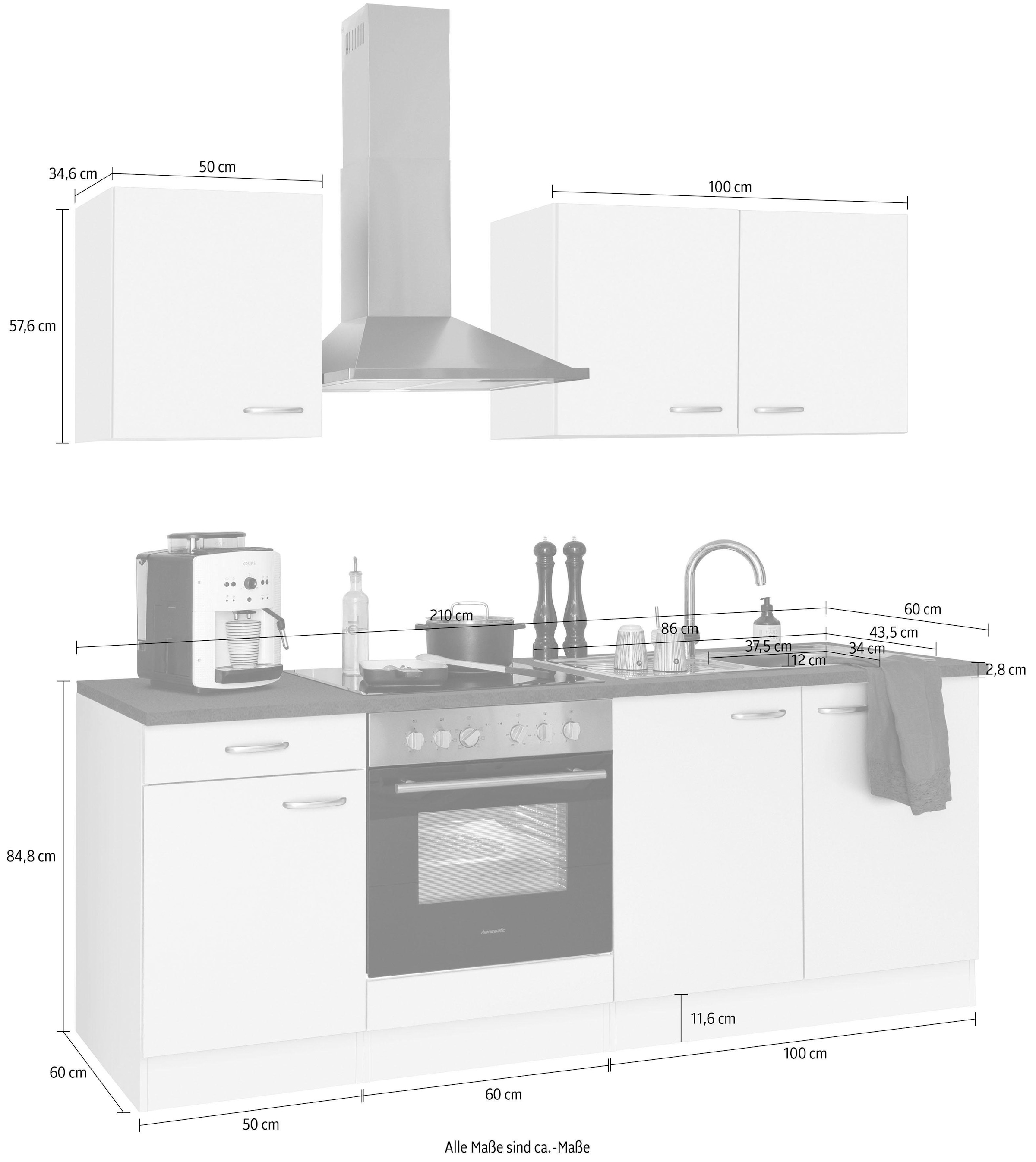 OPTIFIT Küchenzeile »Parare«, ohne E-Geräte, Breite 210 cm
