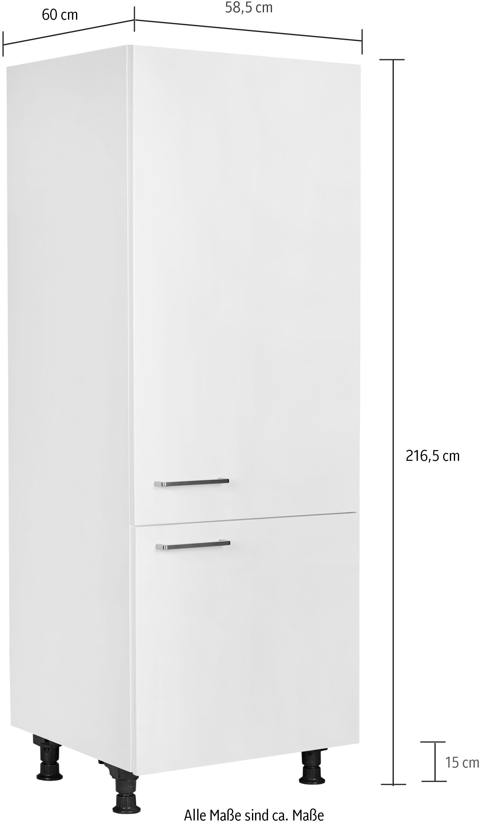 nobilia® Kühlumbauschrank »"Touch", mit zwei Türen und zusätzlichem Einlegeboden,«, vormontiert, Ausrichtung wählbar, Breite/Höhe: 60/216,6 cm