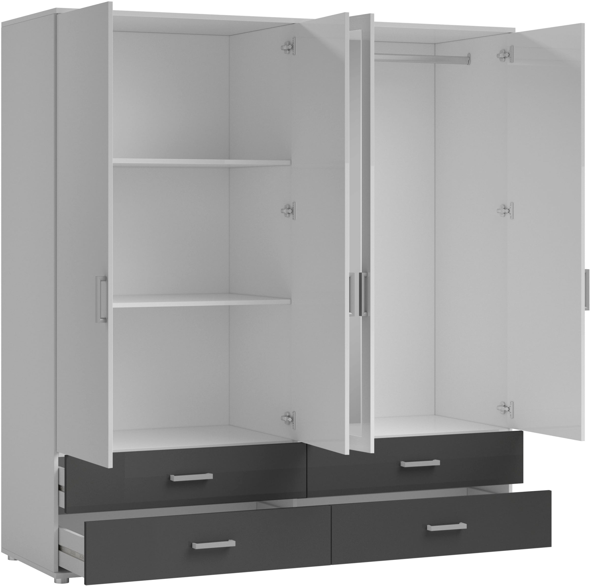 Schlafkontor Drehtürenschrank »Ivar Kleiderschrank mit Spiegel«, inklusive 2 Spiegeltüren und 2 farblich abgesetzten Schubkästen