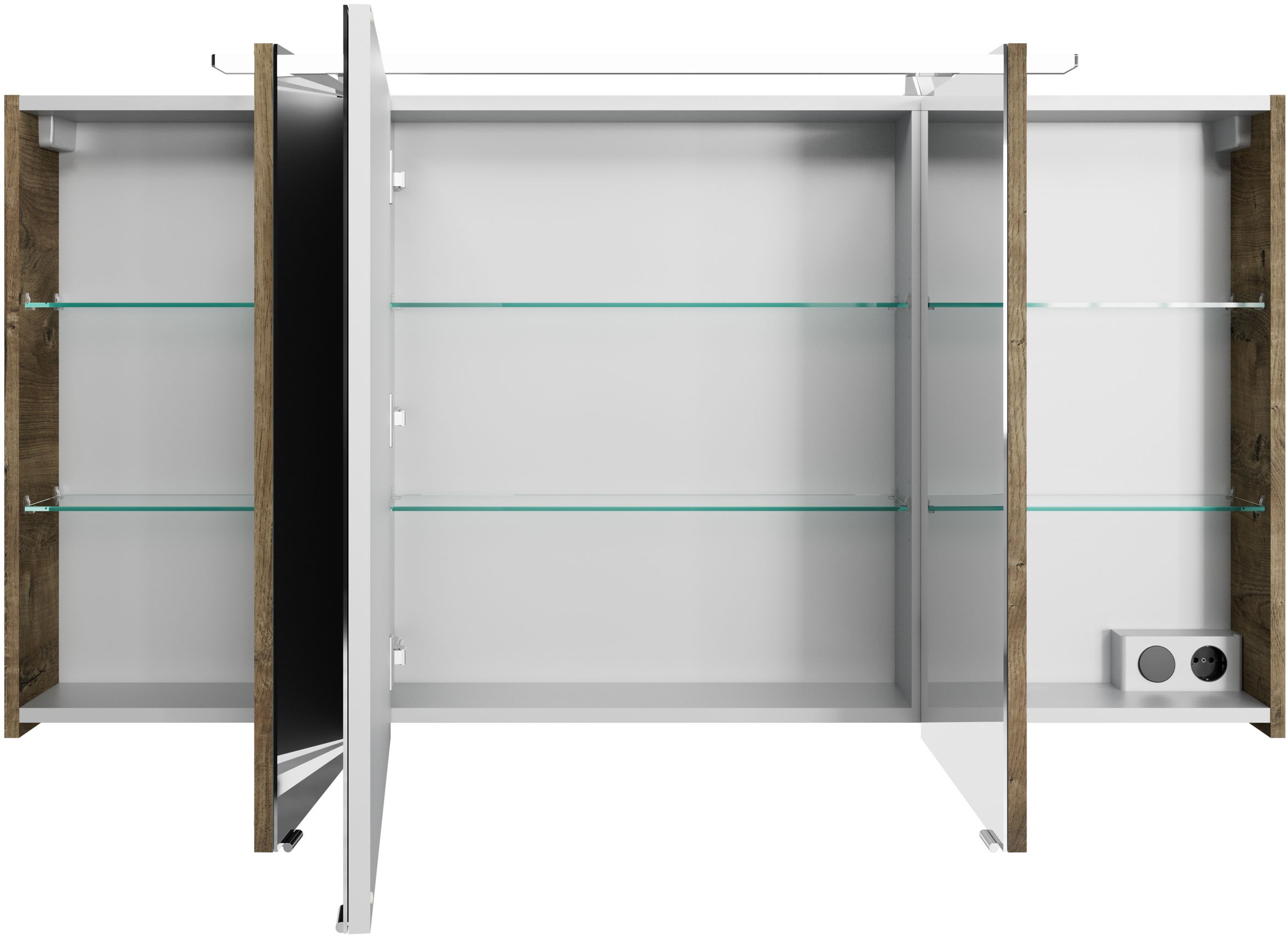 Saphir Badmöbel-Set »Serie 4010 2-teilig Keramik-Waschtisch mit LED-Spiegelschrank«, (Set), Badezimmer Set 144 cm breit, inkl. Türdämpfer, 5 Türen, 2 Schubladen