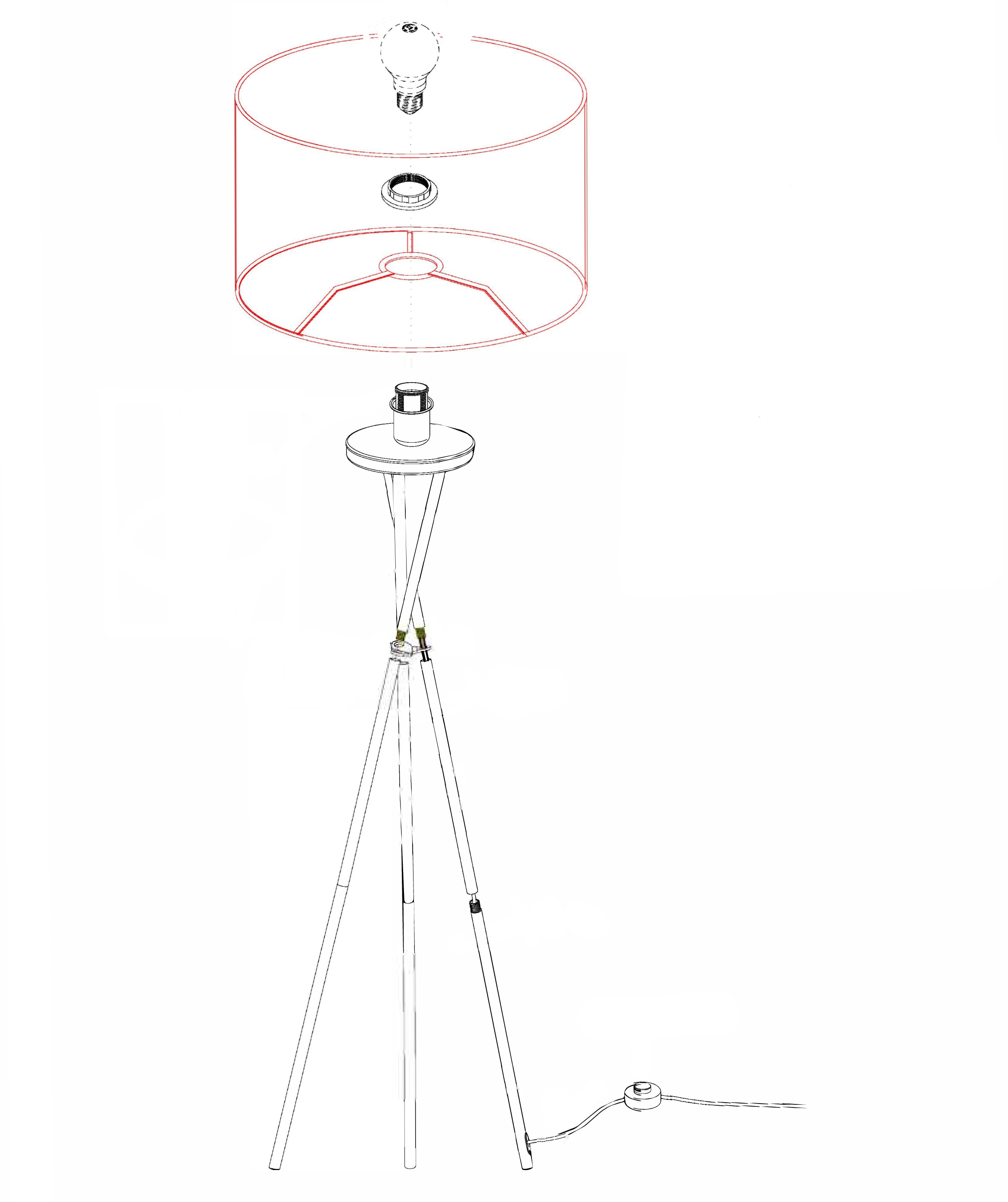 Stehlampe / 1 Ø51 weiß EGLO »FONDACHELLI«, Raten auf cm kaufen flammig-flammig, H151,5 x nickel / Hochwertige Stehlampe