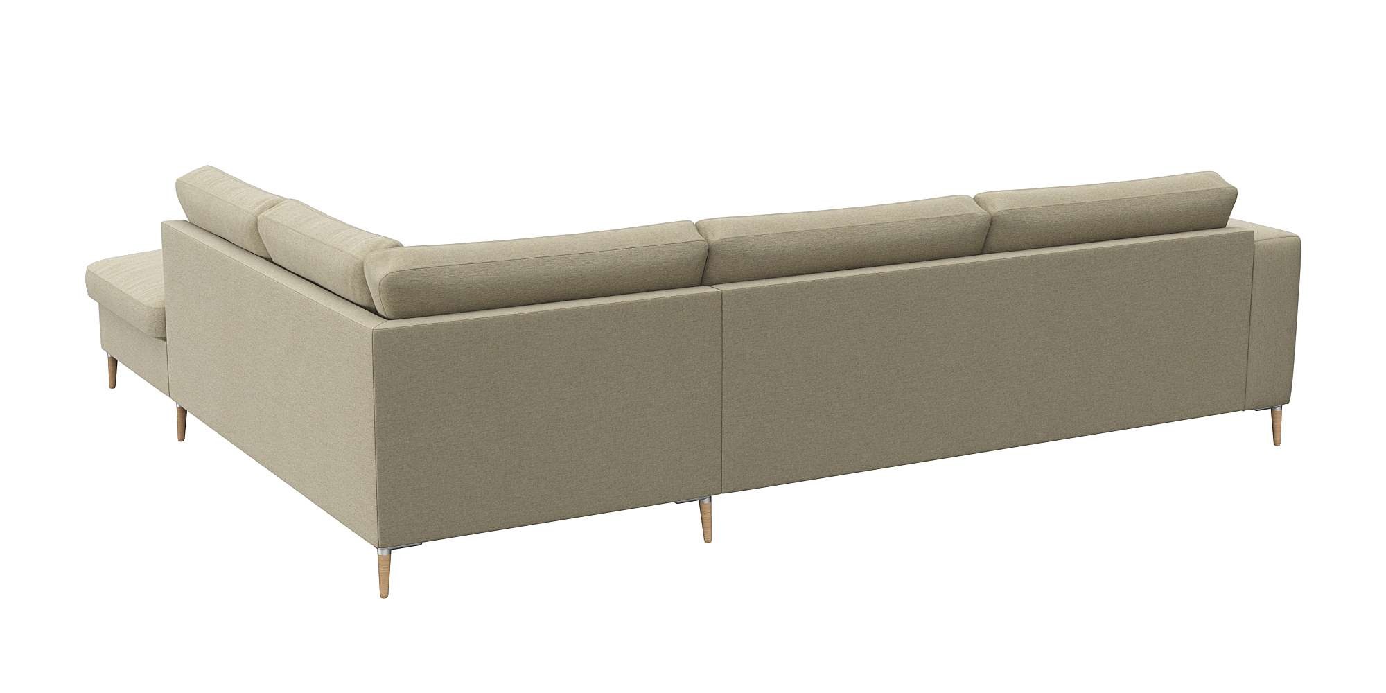 FLEXLUX Ecksofa »Fiore, Sitzaufbau mit hochwertigem Kaltschaum für mehr Sitzkomfort«, breite Armlehnen, L-Form, Füße Alu/Eiche
