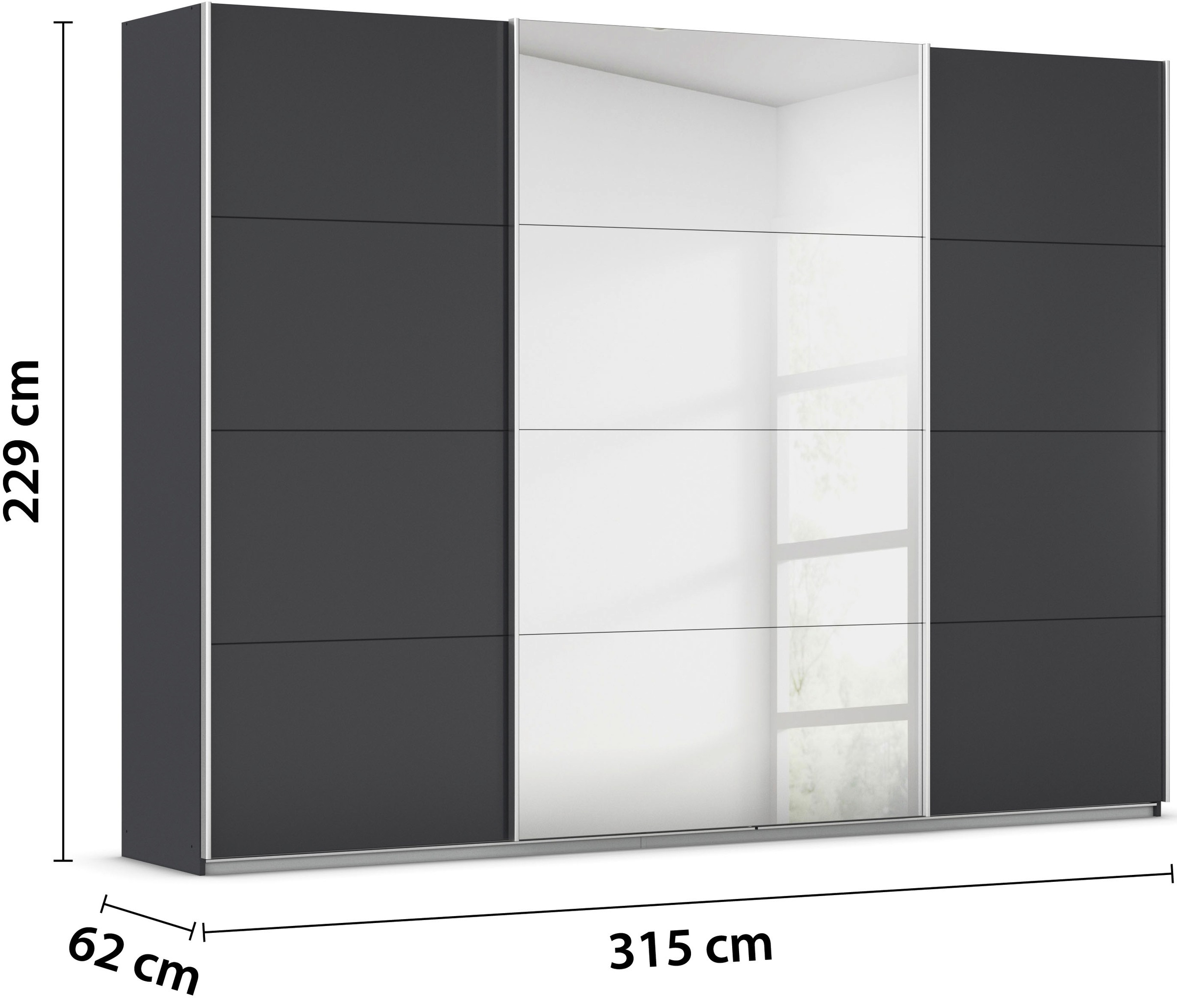 rauch Schwebetürenschrank »Kleiderschrank Schrank Garderobe Wäscheschrank TOMA«, inkl. Regaleinsatz sowie zusätzlichen Einlegeböden MADE IN GERMANY