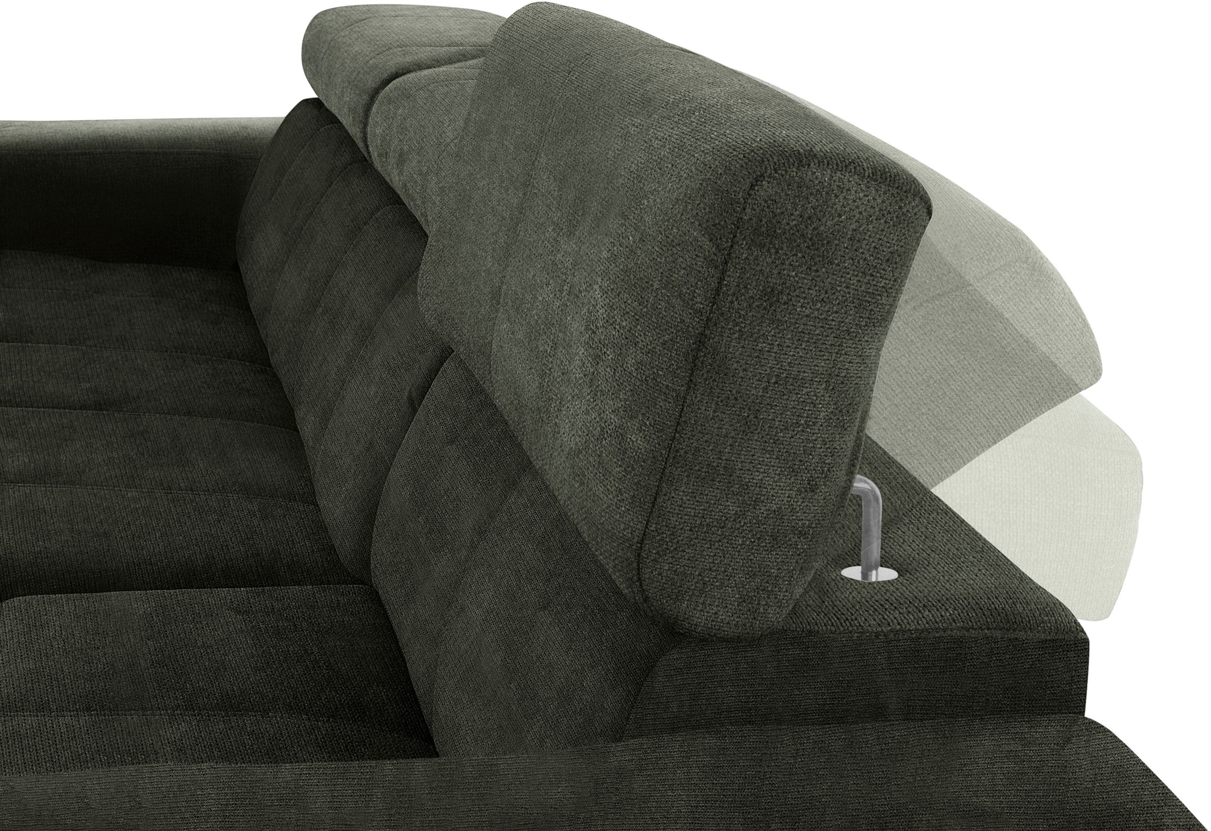 DOMO collection Ecksofa »Brandon Sitzbelastung 140 kg, große Ausführung, B/T/H: 289/177/80 cm«, mit Kopfteilverstellung, wahlweise Sitztiefenverstellung, L-Form