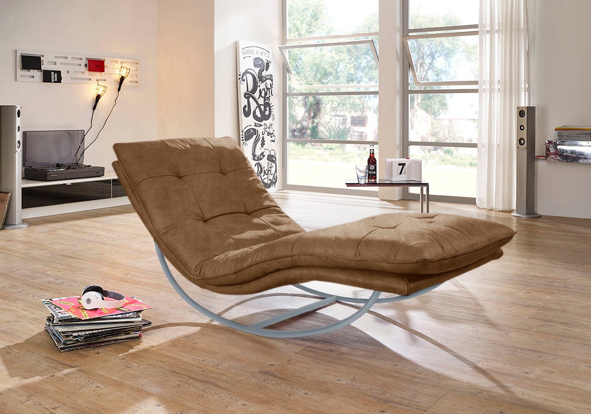 W.SCHILLIG Relaxliege »daily dreams« in Waffelkissen-Optik, Schaukelgestell silber matt, in 2 Breiten