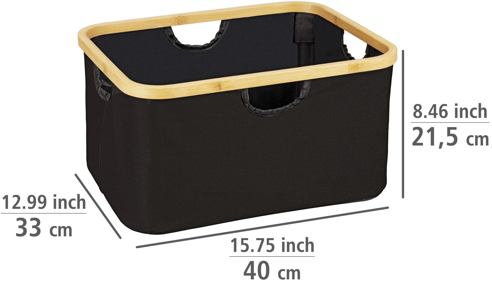 WENKO Wäschekorb »Modell Ecori«, (Set, 2 St.), Aufbewahrungskörbe, recyceltes Polyester mit Bambusrahmen