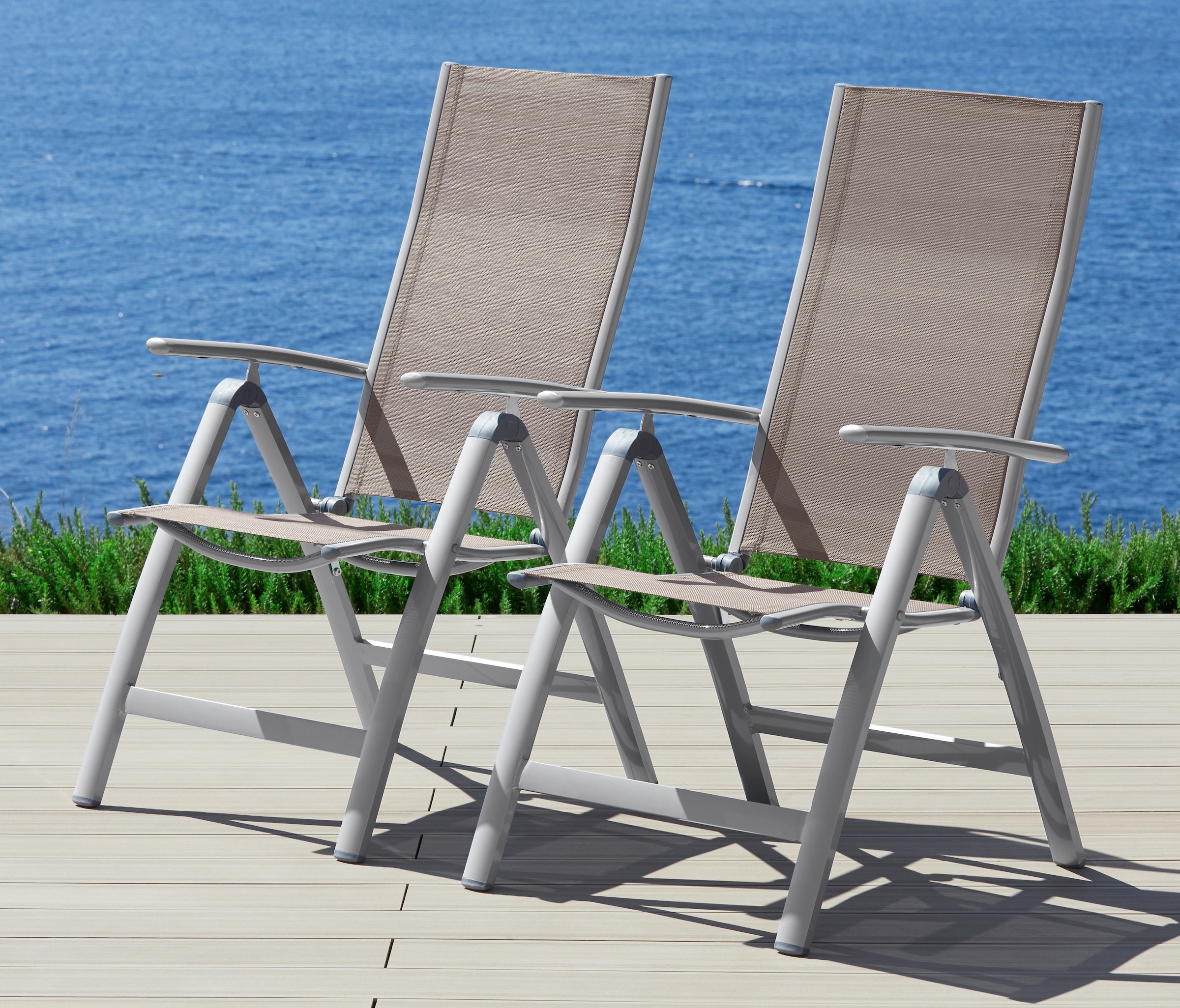 MERXX Gartenstuhl »Amalfi« (Set) 2 Stk. 2er Set, Alu/Textil, verstellbar günstig online kaufen