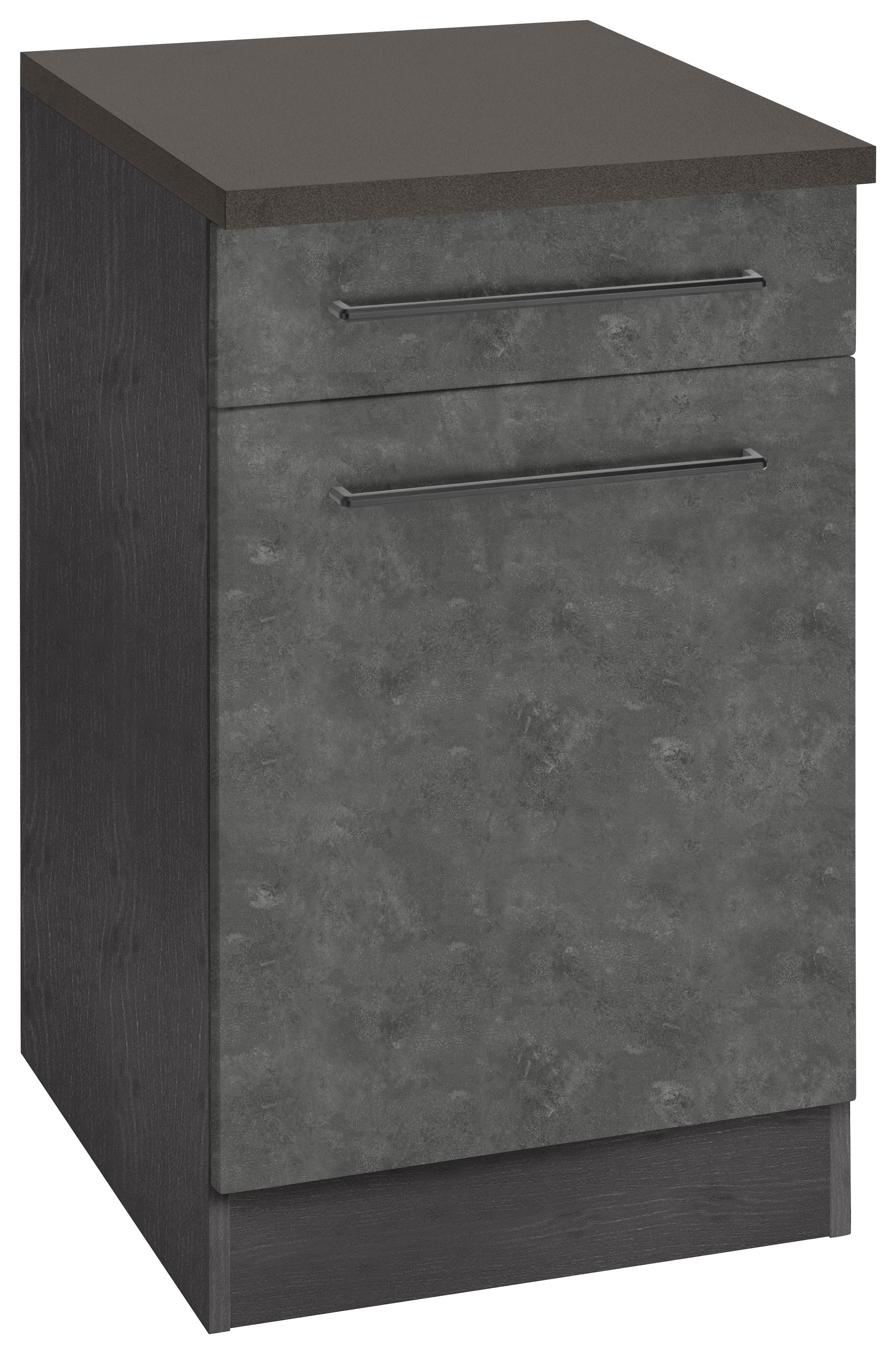 KOCHSTATION Unterschrank "KS-Tulsa" 50 cm breit, 1 Tür, 1 Schubkasten, schw günstig online kaufen