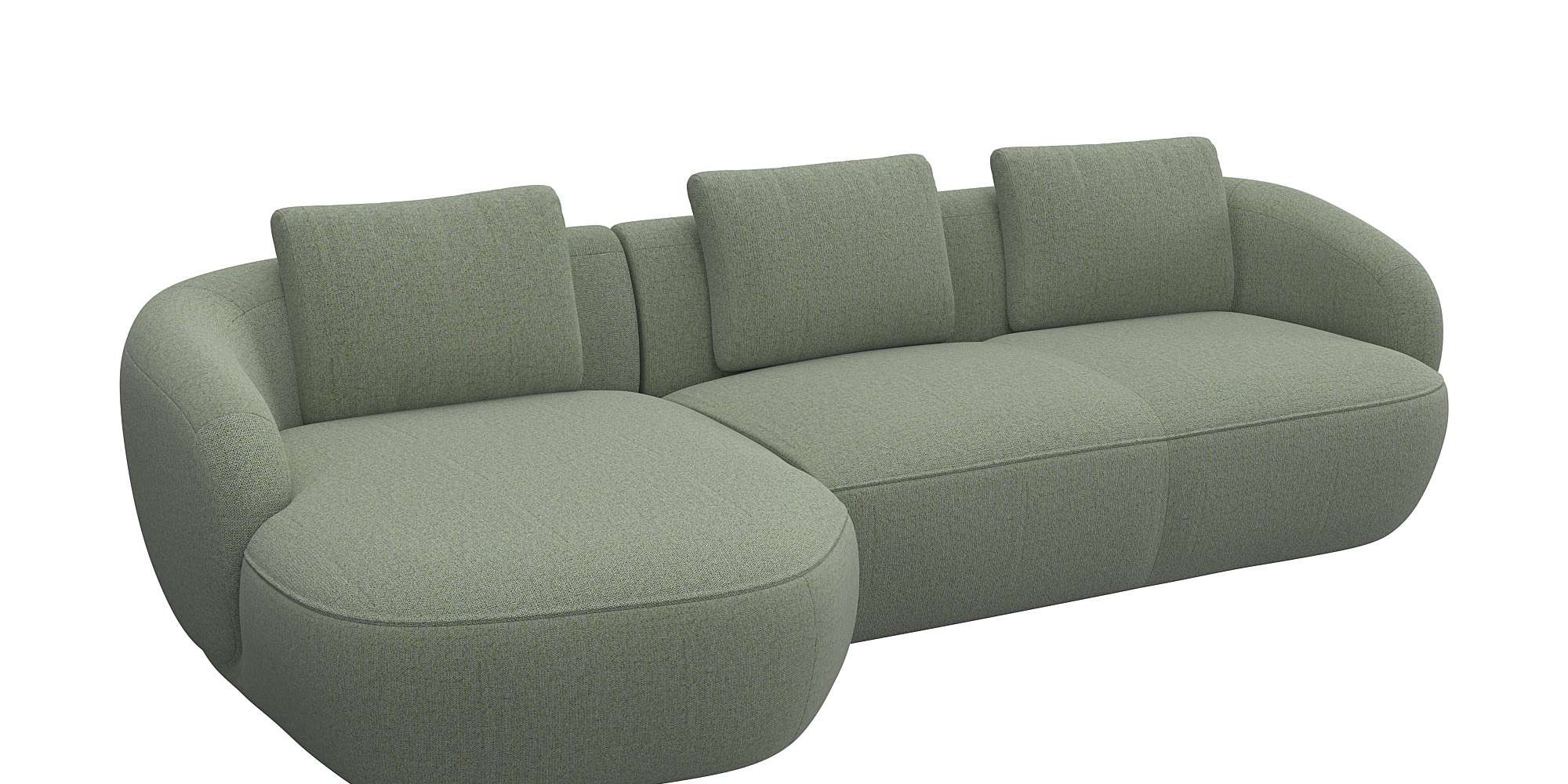 FLEXLUX Wohnlandschaft »Torino, rund, L-Form, Sofa-Ecke mit Recamiere, Longchair-Sofa«, Modernes, organisches Sofa-Design, Kaltschaum, Wellenunterfederung