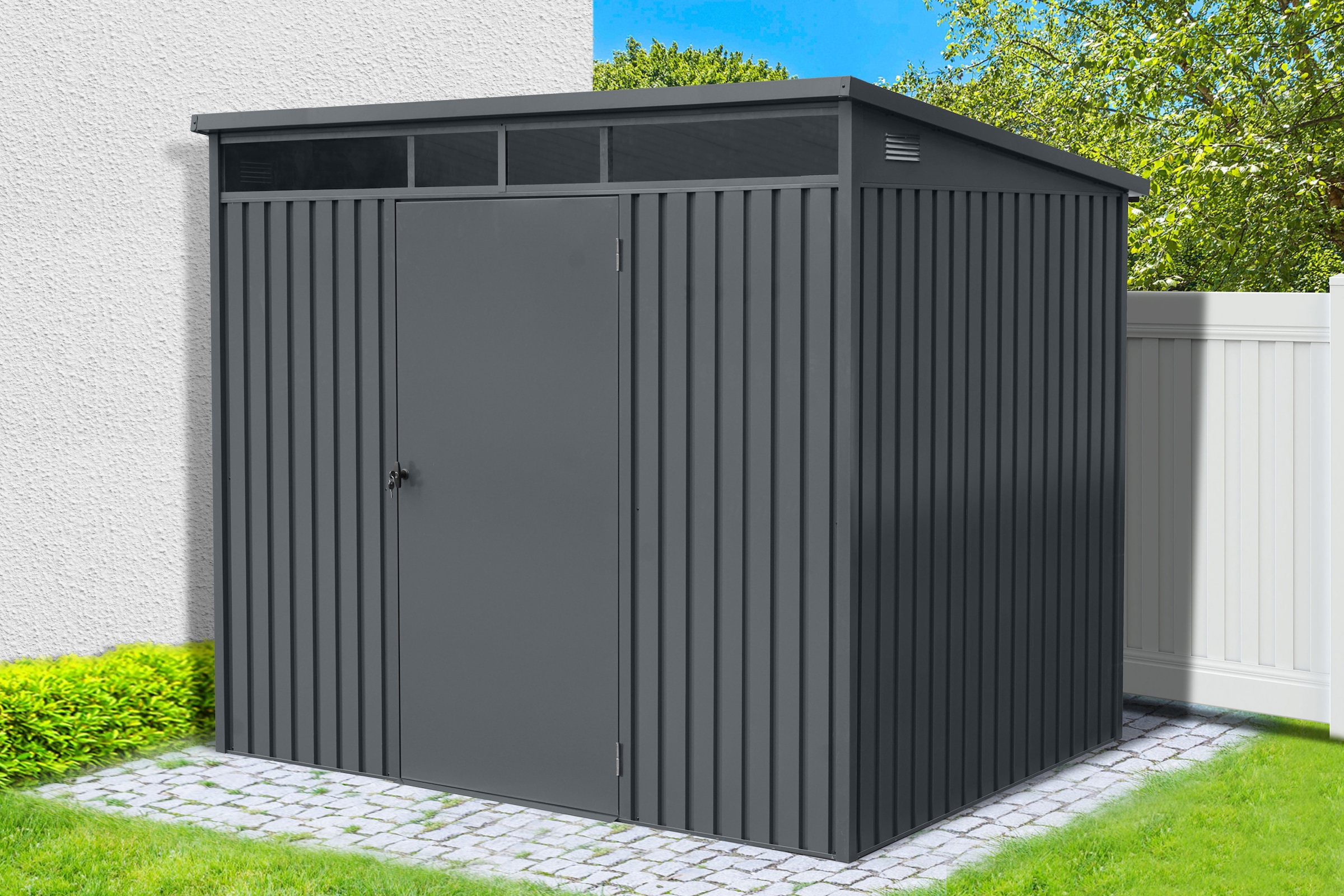 GARDEN 'N' MORE Gerätehaus »Pultdachhaus Basic plus« einfacher Aufbau, Oberlicht, Langlebig, abschließbar