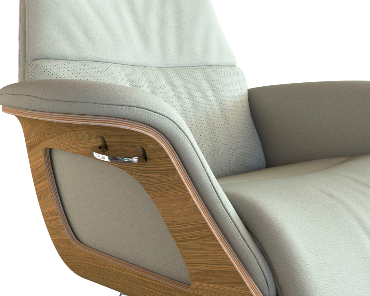 FLEXLUX Relaxsessel »Clement Relaxstuhl, Polstersessel, Liegesessel, TV-Sessel,«, Rücken- & Kopfteilverstellung, Drehbar, Armlehne Eiche, Fuß Alu