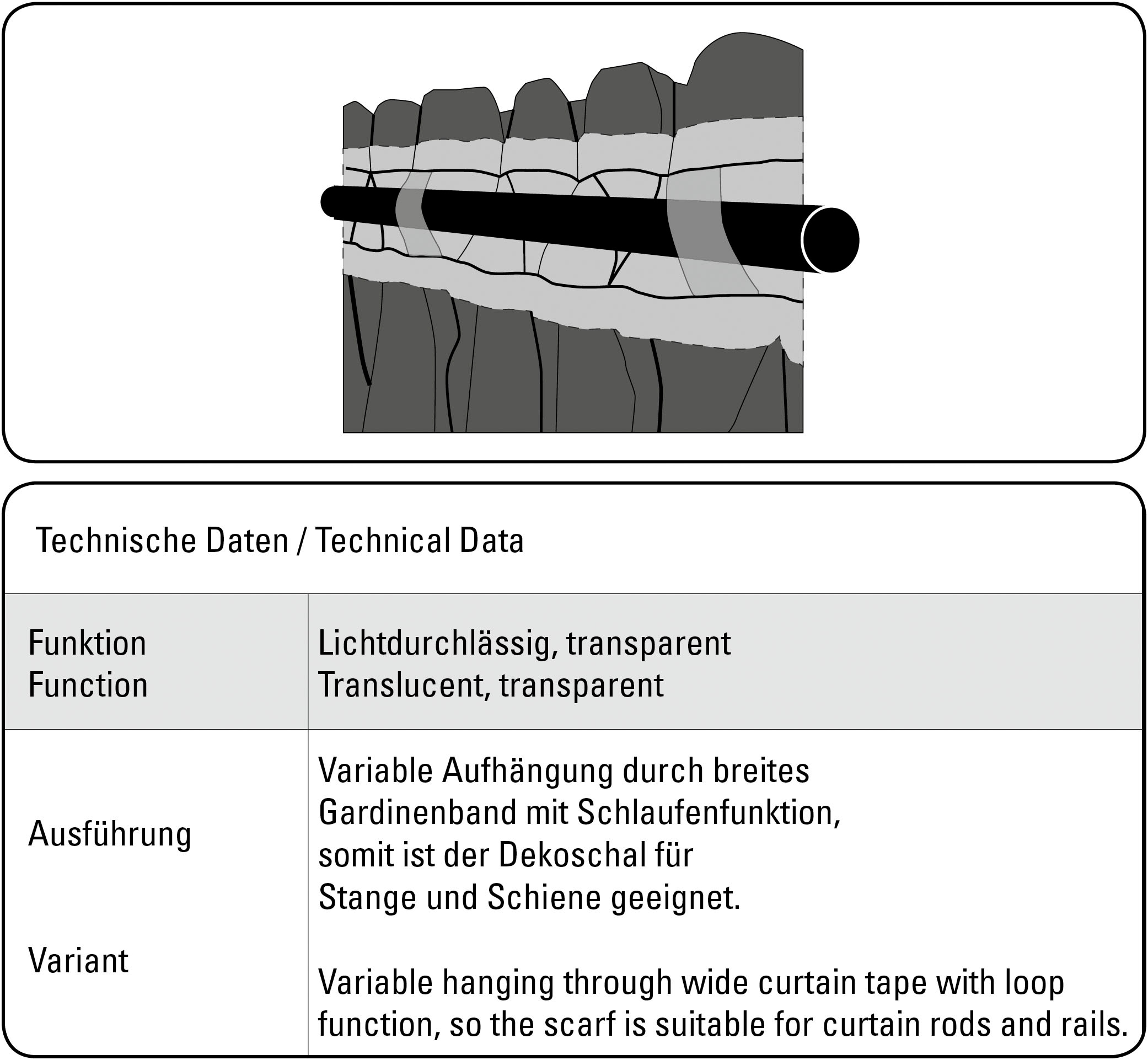 Gardine »Schal Zweige«, (1 St.), mit Gardinenband und verdeckten Schlaufen