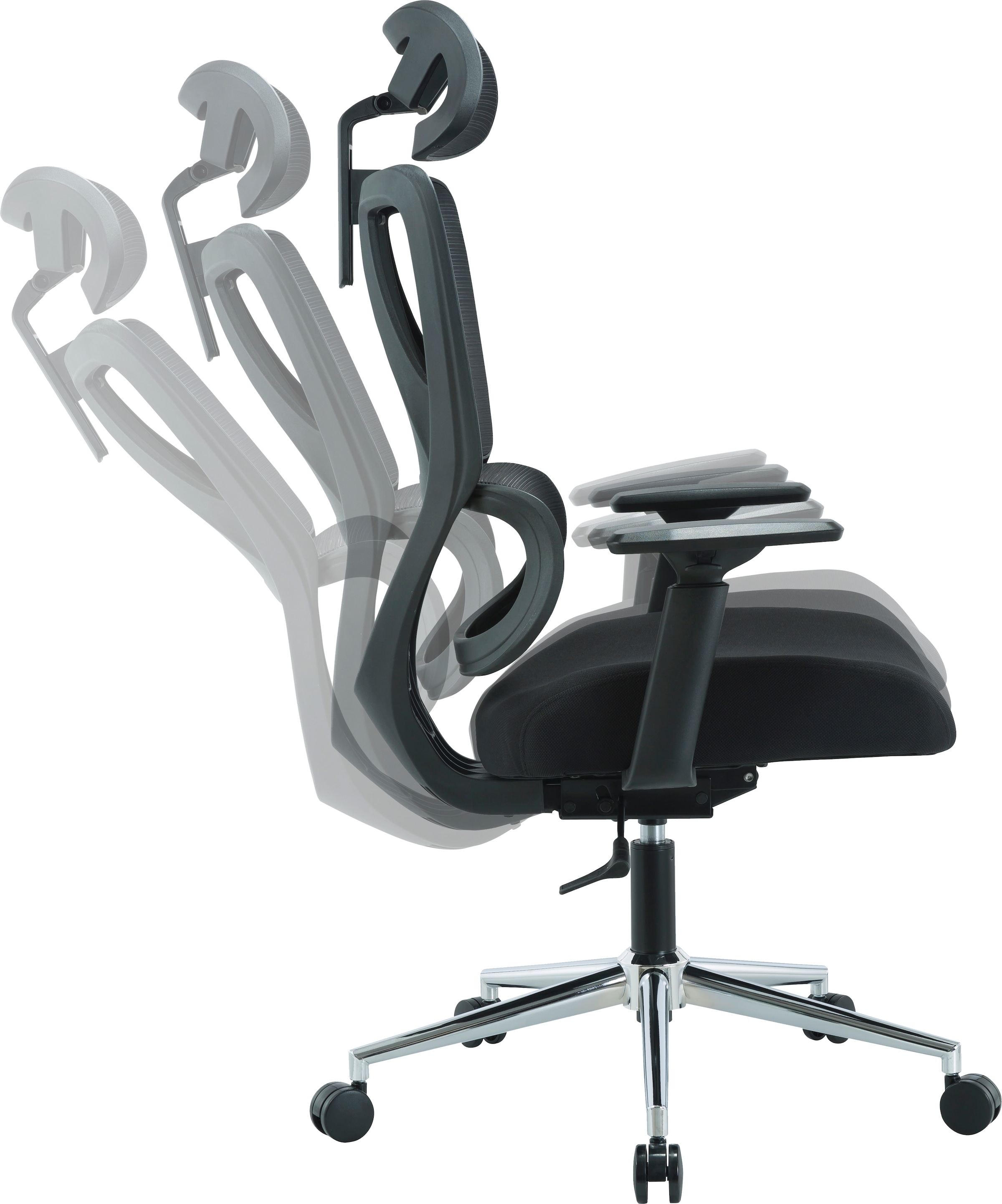 Places of Style Bürostuhl »Andora, moderner ergonomischer Schreibtischstuhl«, Netzstoff, verstellbare Armlehne & Kopfstütze, Lendenwirbelstütze
