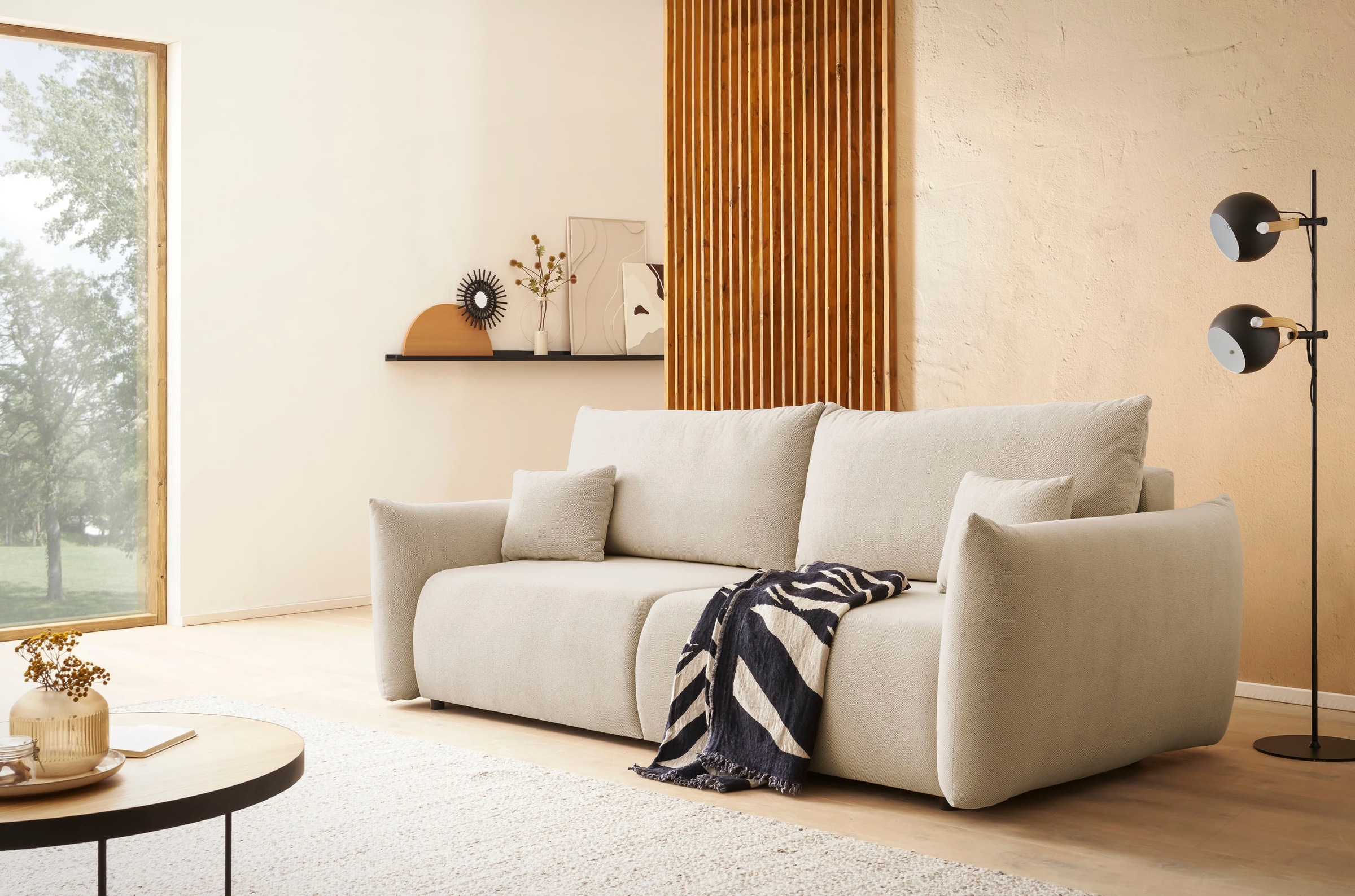 INOSIGN 3-Sitzer »MAVAS Schlafsofa mit Bettkasten«, ca.240/108cm (Liegefläche 212/145 cm), Cord, Chenille, Struktur