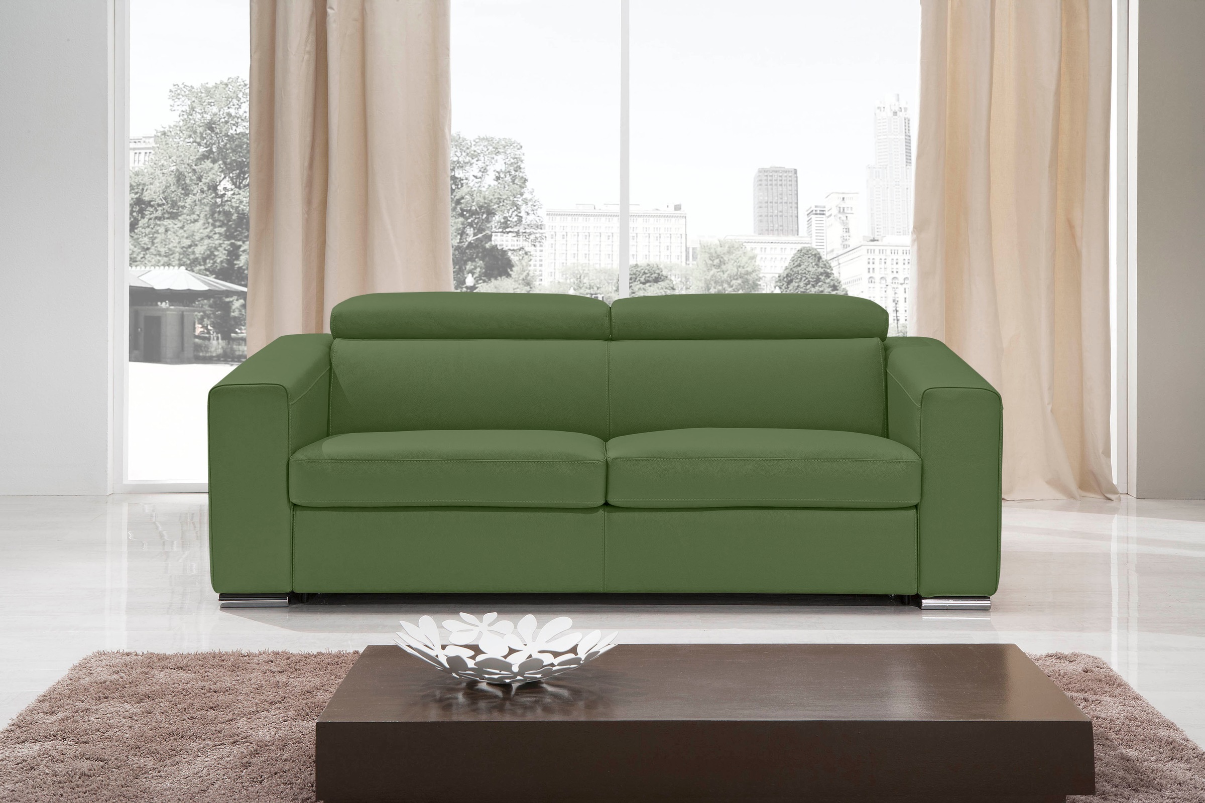Egoitaliano Schlafsofa »Cabiria, Design und super Sitz- und Liegekomfort«, Sofa inkl. Schlaffunktion, Kopfteile verstellbar, mit Metallfüßen