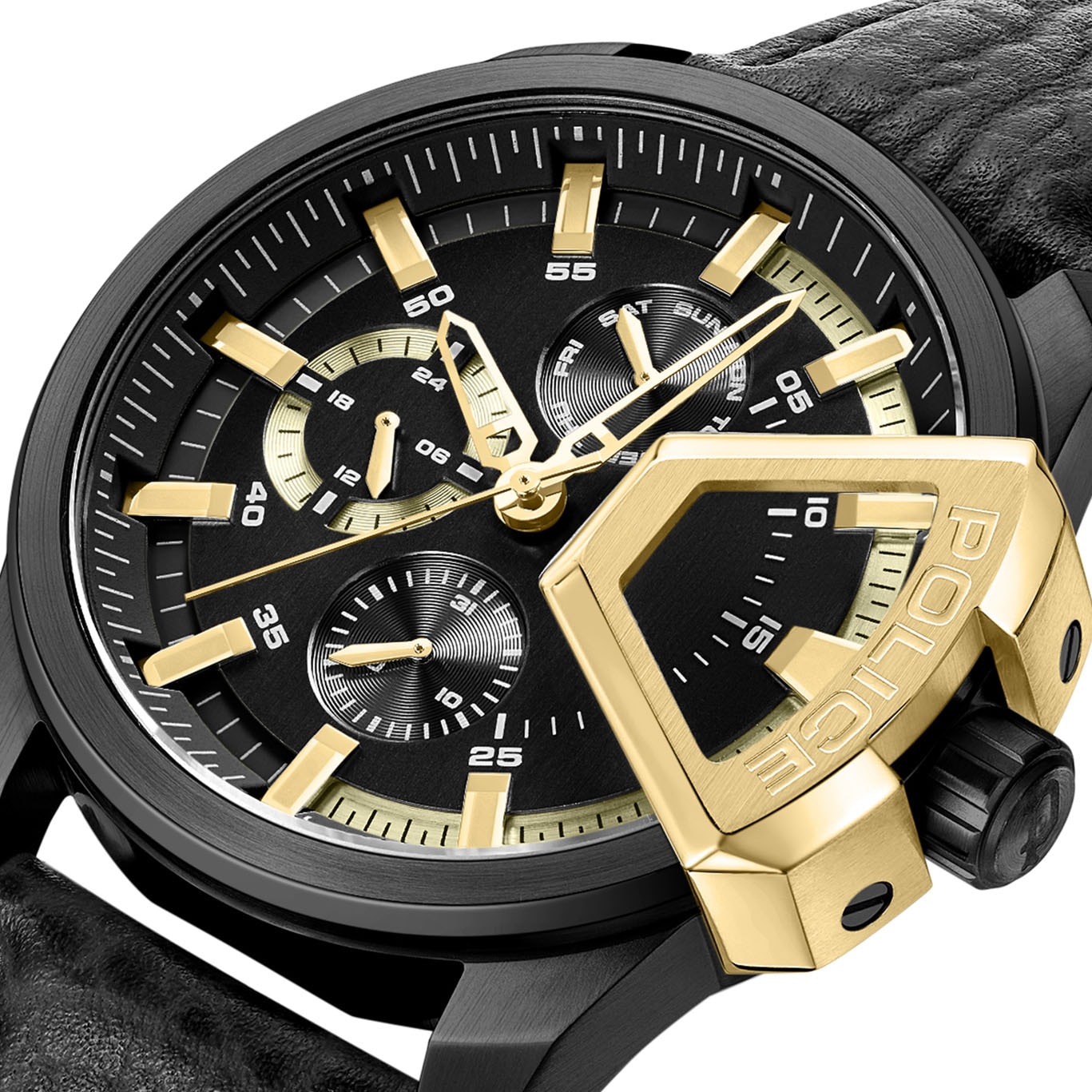 Police Multifunktionsuhr »UNDERLINED«, Quarzuhr, Armbanduhr, Herrenuhr, Lederarmband, analog