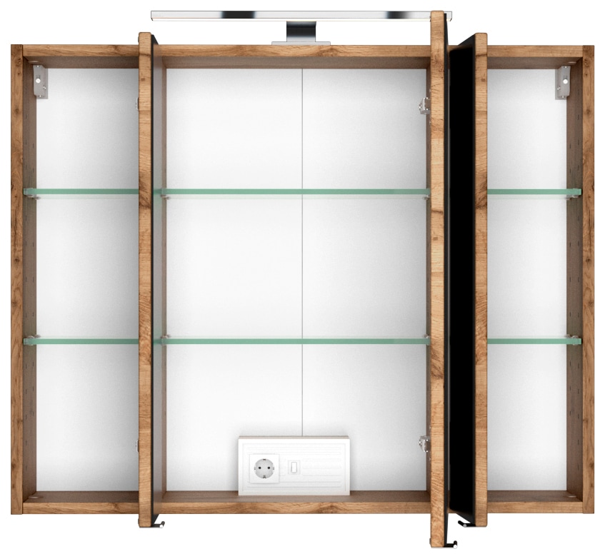 welltime Spiegelschrank »Baabe«, Breite 80 cm, mit 3D-Effekt, dank 3 Spiegeltüren