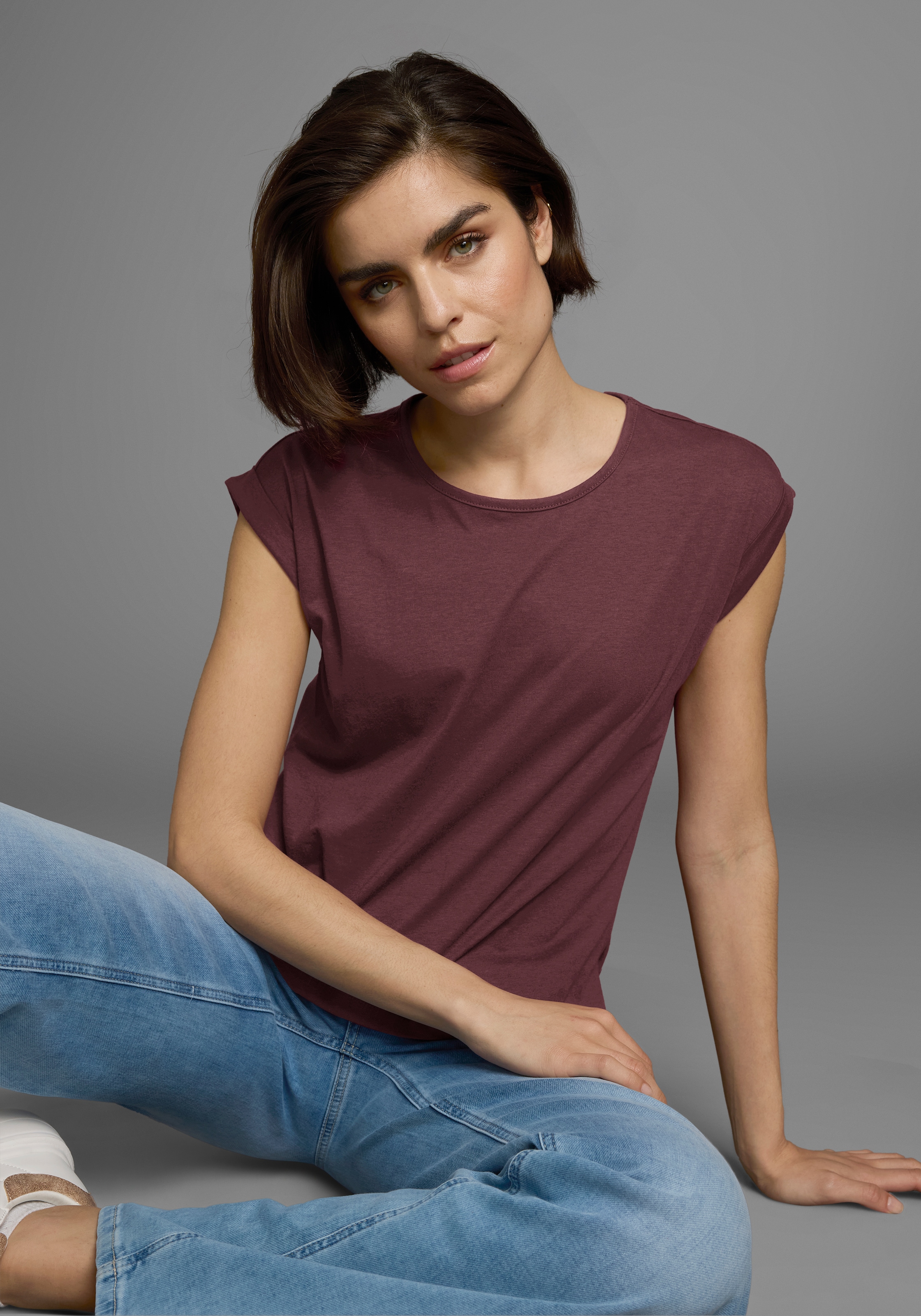 Boysen's T-Shirt Kurzarm,  unifarben,  Rundhals,  für Freizeit und Alltag