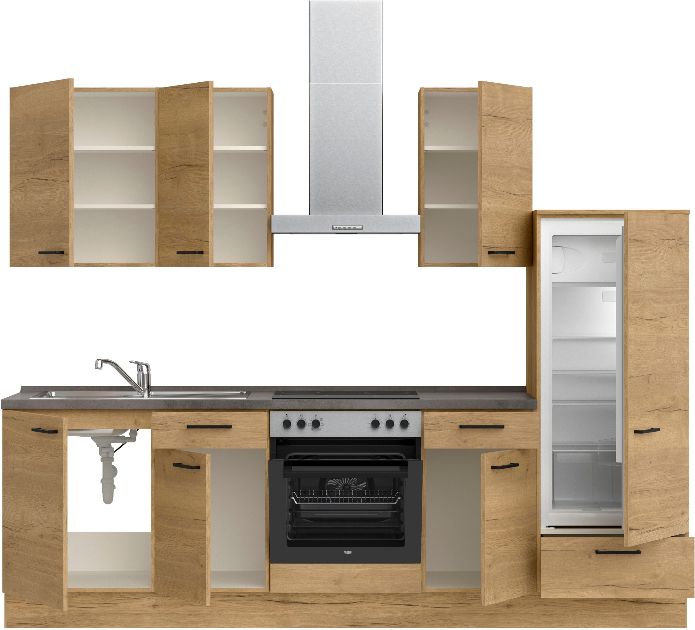 nobilia® Küchenzeile »"Structura I"«, vormontiert, Ausrichtung wählbar, Breite 270 cm, wahlw. mit E-Geräten