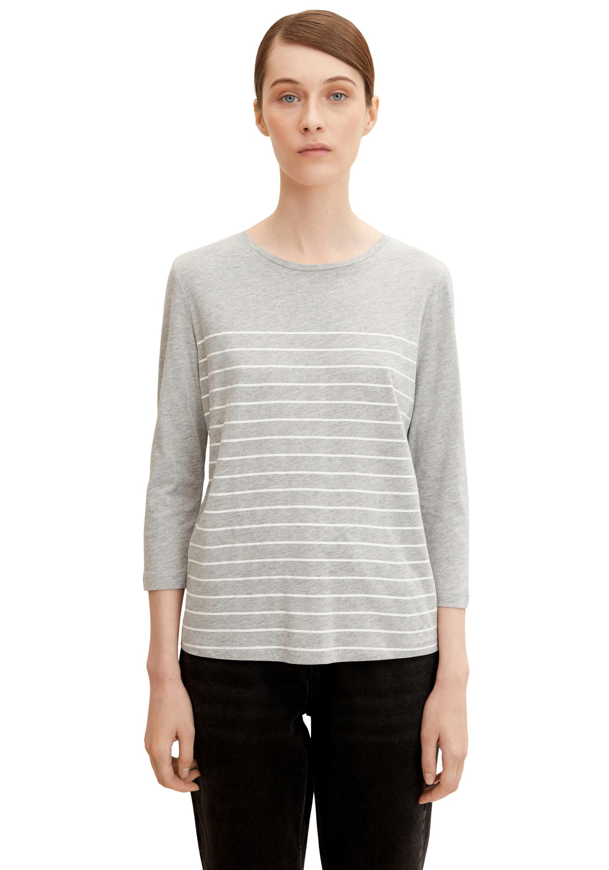 TOM TAILOR 3/4-Arm-Shirt, (Packung, 2 tlg., 2er-Pack), im Doppel - immer Ringel + uni