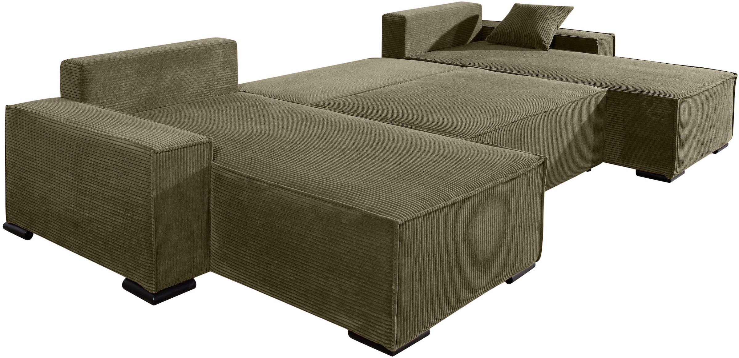 COLLECTION AB Wohnlandschaft »Manhattan U-Form, B: 313 cm, in Breit- oder Normalcord« Bettfunktion, Bettkasten & Zierkissen, Federkern
