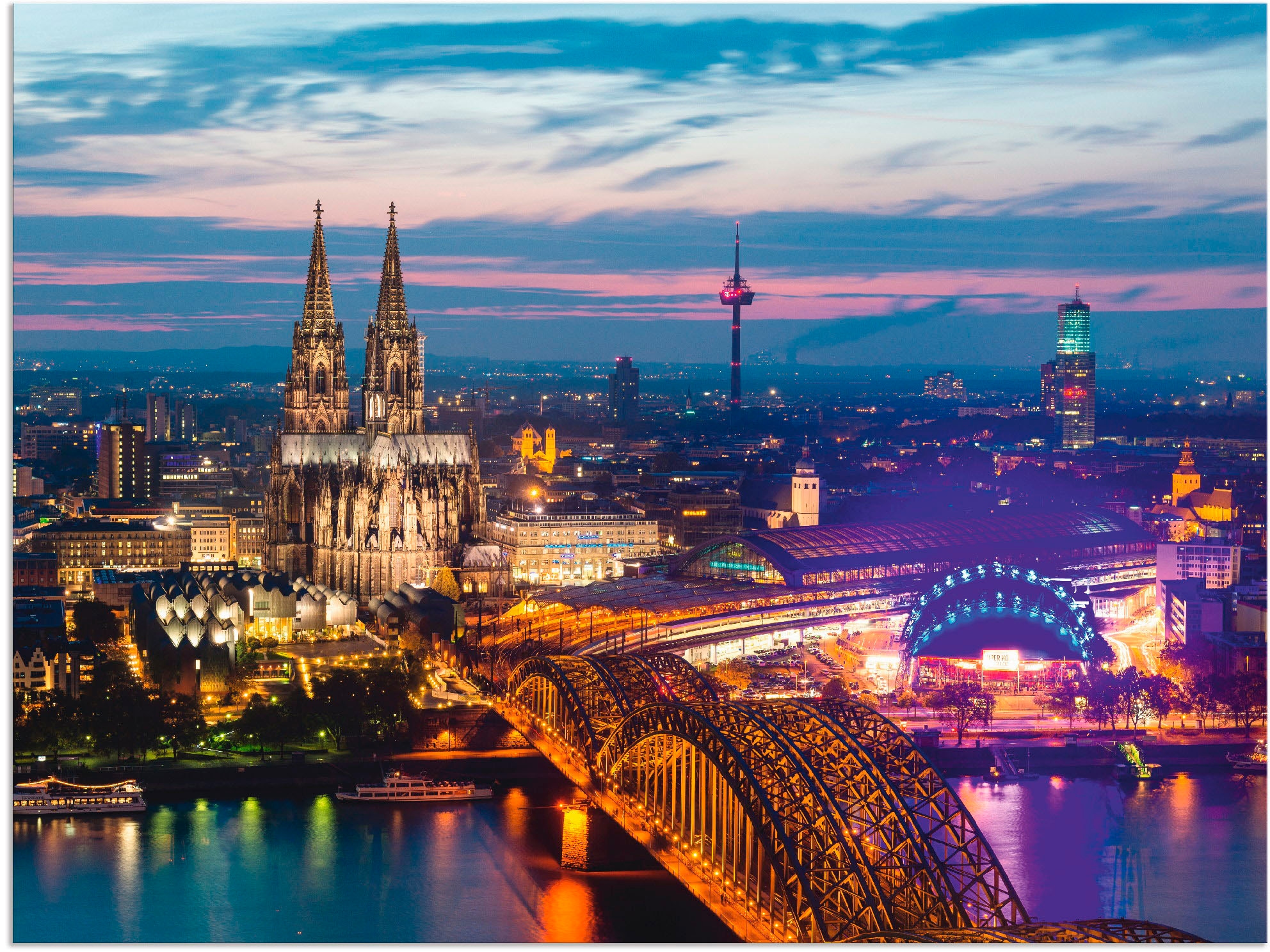 Artland Wandbild "Köln Panorama am Abend", Deutschland, (1 St.), als Alubil günstig online kaufen