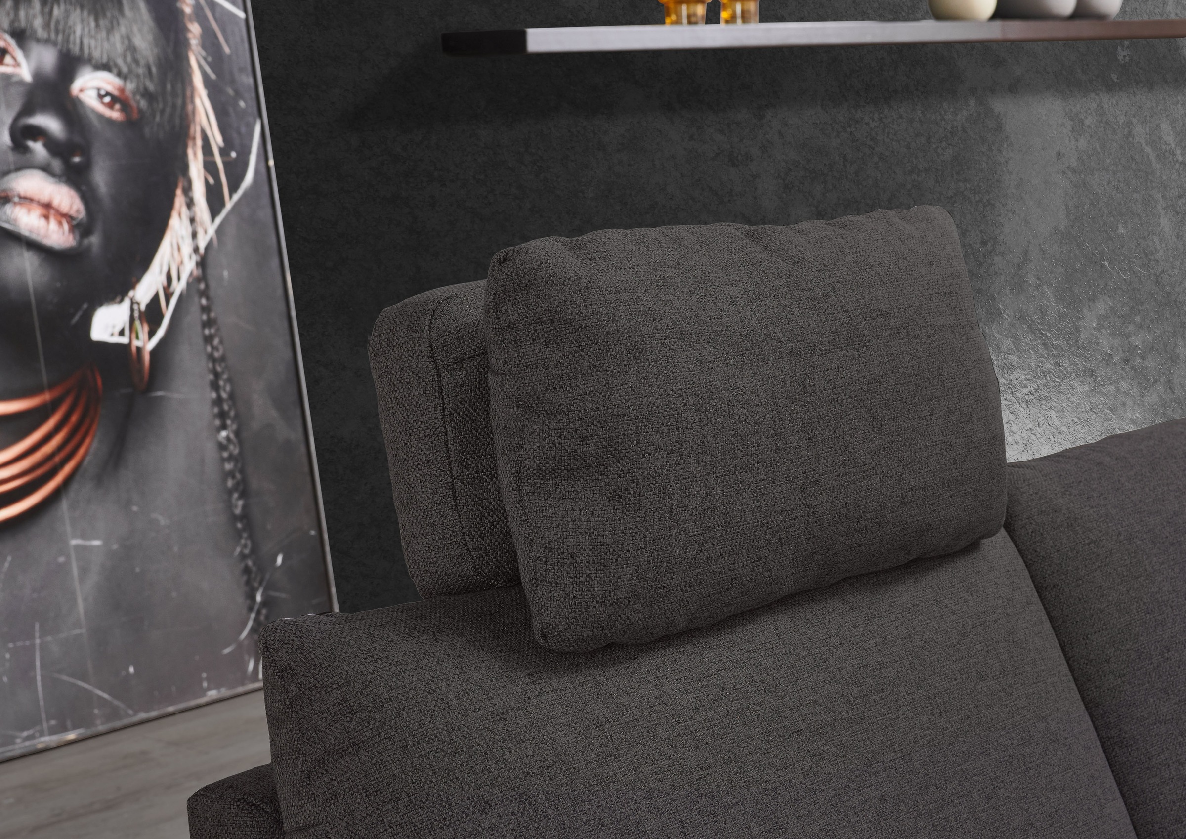 Places of Style Ecksofa »Sarsina: mit Tonnentaschen-Federkern, perfekt zum Entspannen L-Form«, inklusive 2 motorischen Relaxfunktionen mit Herz-Waage-Beschlag