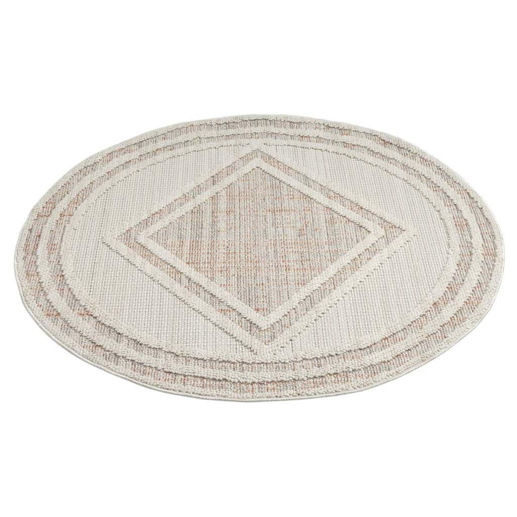 Carpet City Teppich »LINDO 8853«, rund, 11 mm Höhe, Kurzflor, Hochtief-Muster/ 3D-Effekt, Boho-Stil, Wohnzimmer