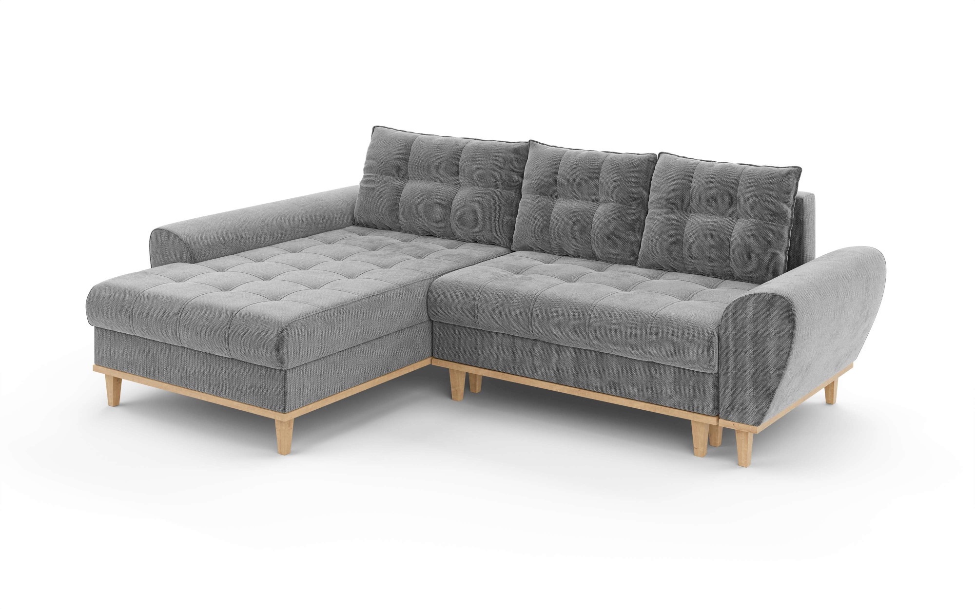 Home affaire Ecksofa »Ahrdorf mit Bettfunktion und Bettkasten, Maße: B/H/T 268/86/175 cm«, L-Form mit 3 Rückenkissen und moderne gerundete Armlehnen