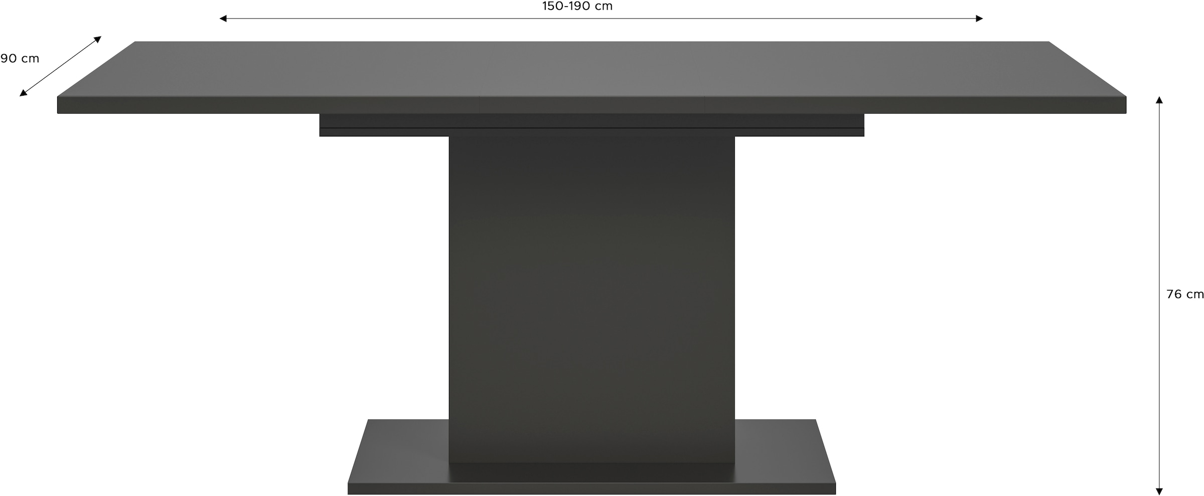INOSIGN Esstisch »Motus, ausziehbar 150 -190 cm, inklusive 40 cm Einlegeplatte«, (Set, 1 St.), Säulengestell mit Bodenplatte, Tisch, Küchentisch, Esszimmer, Küche