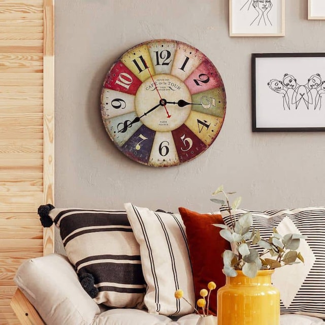Wall-Art Wanduhr »Vintage MDF Holz Wanduhr Shabby Chic große Wohnzimmer  Uhr« online kaufen