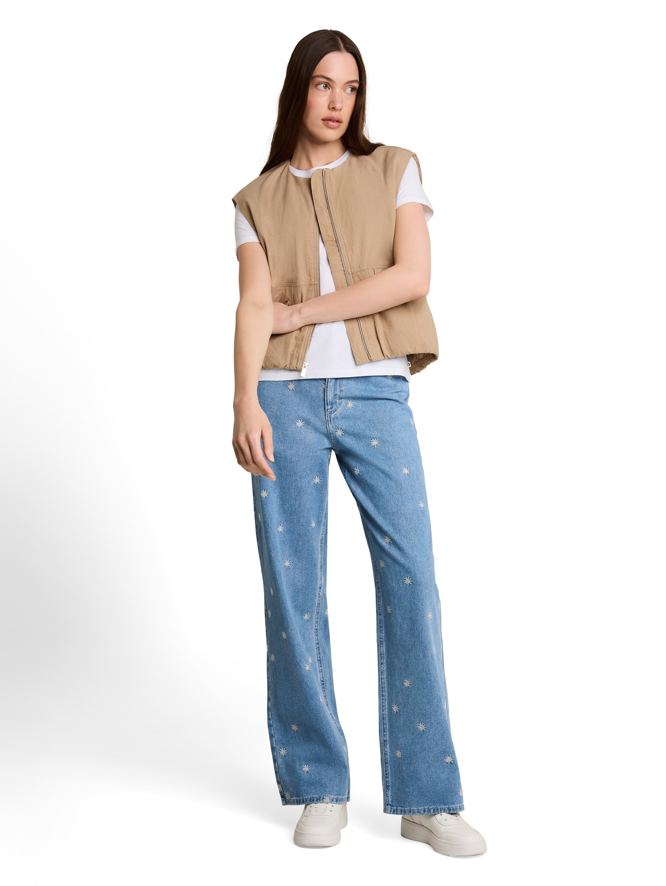TOM TAILOR Denim Weite Jeans mit Allover-Stickereien