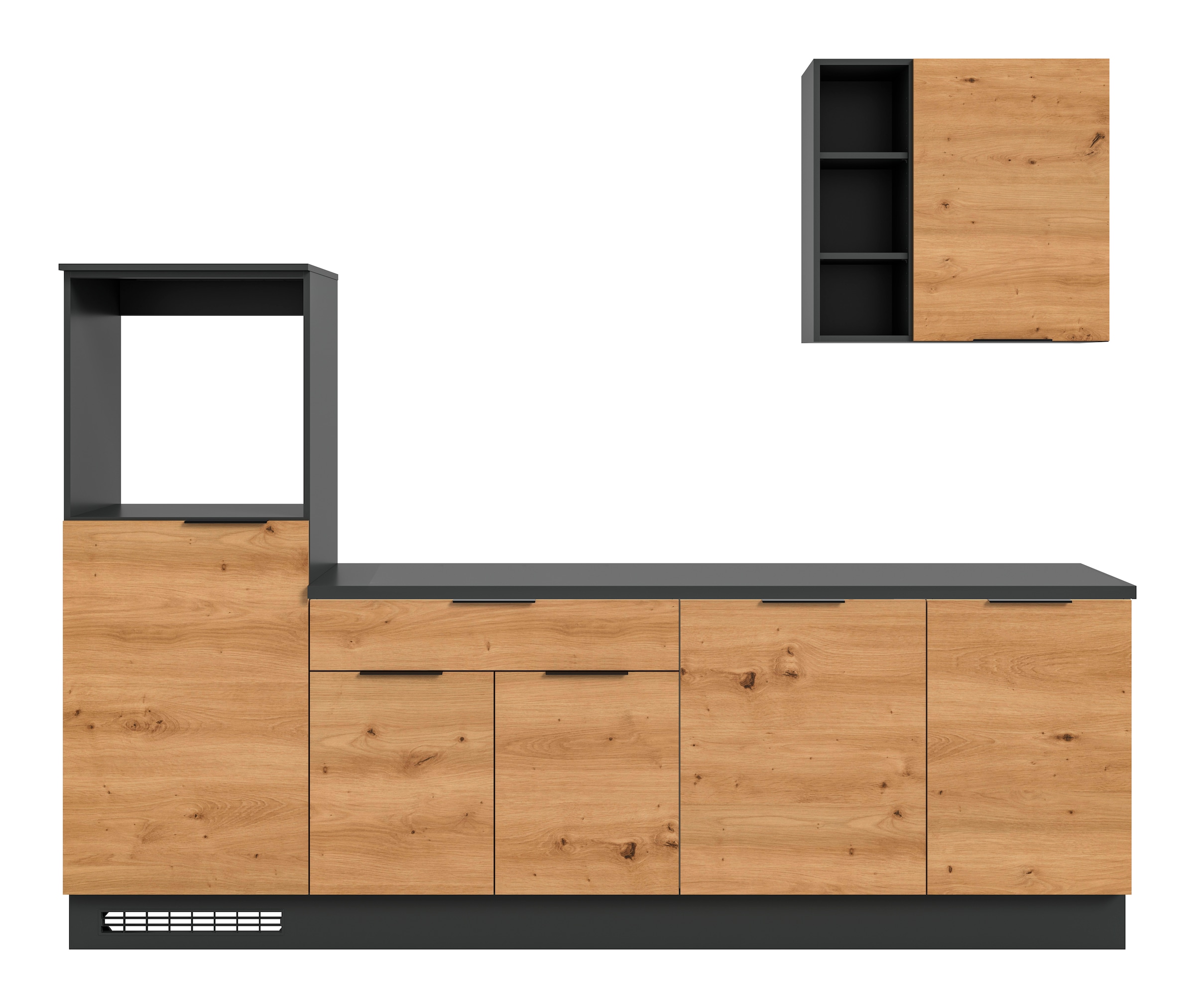 KOCHSTATION Küchenzeile »KS-Lulea«, Breite 260 cm, ohne E-Geräte, mit 3 cm starker Arbeitsplatte