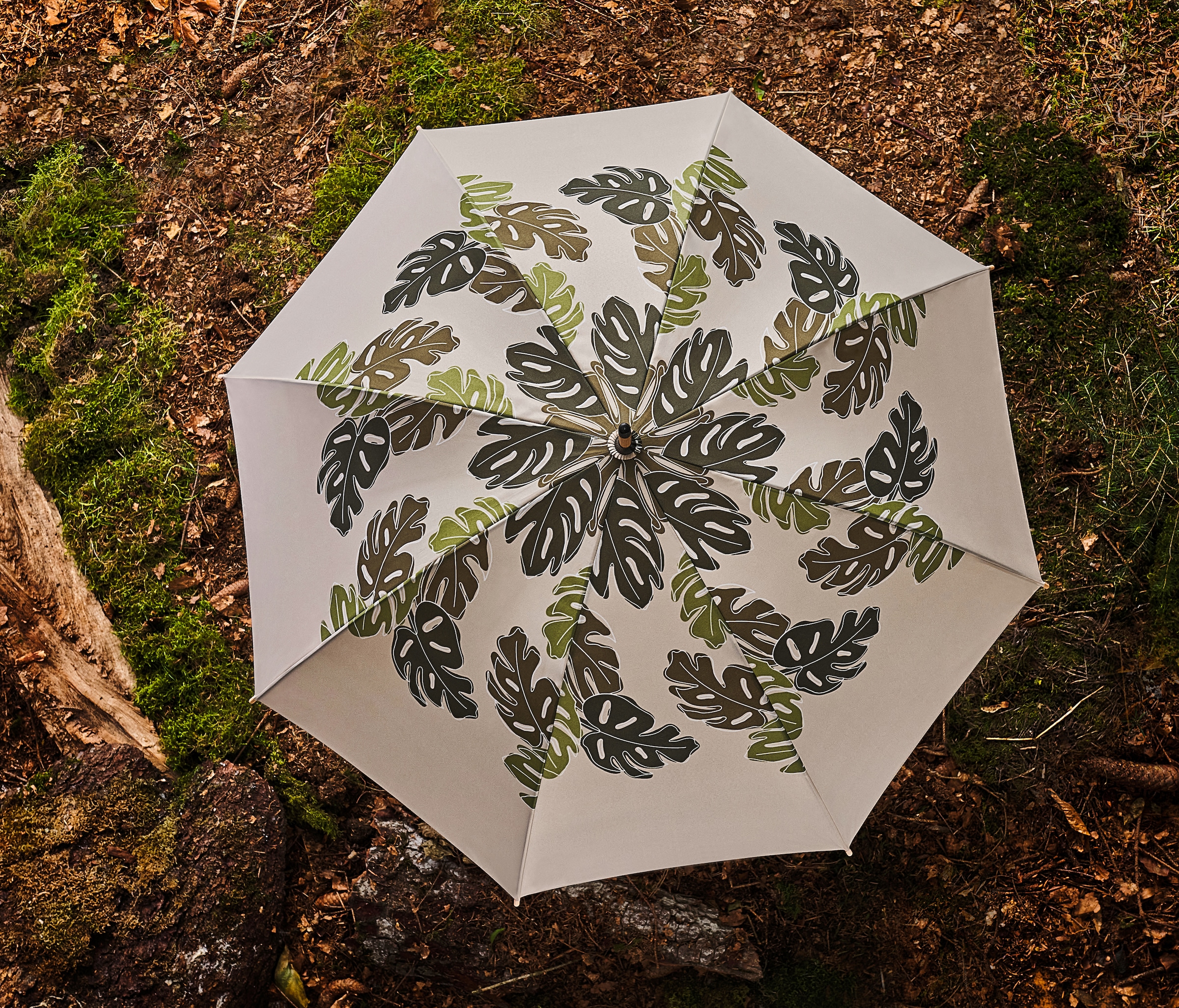 doppler® Stockregenschirm »nature Long, choice recyceltem Schirmgriff aus Material aus online bestellen beige«, Holz mit