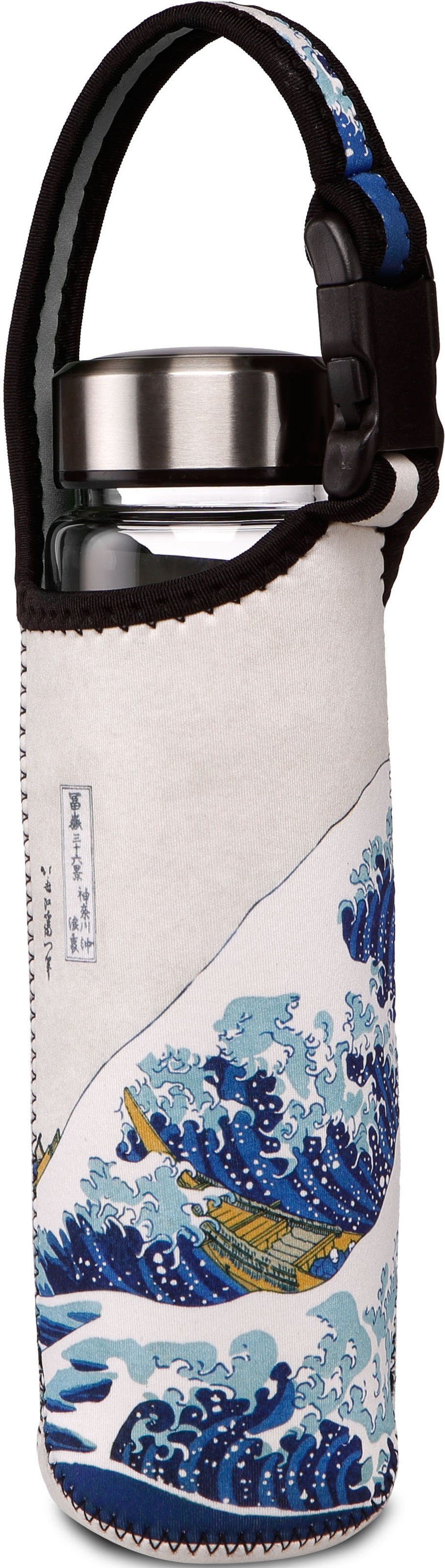 Goebel Trinkflasche »Katsushika Hokusai - "Die Welle"«, (mit Haltegurt), mit Edelstahldeckel in individuell bedruckter Neoprenhülle, 700 ml