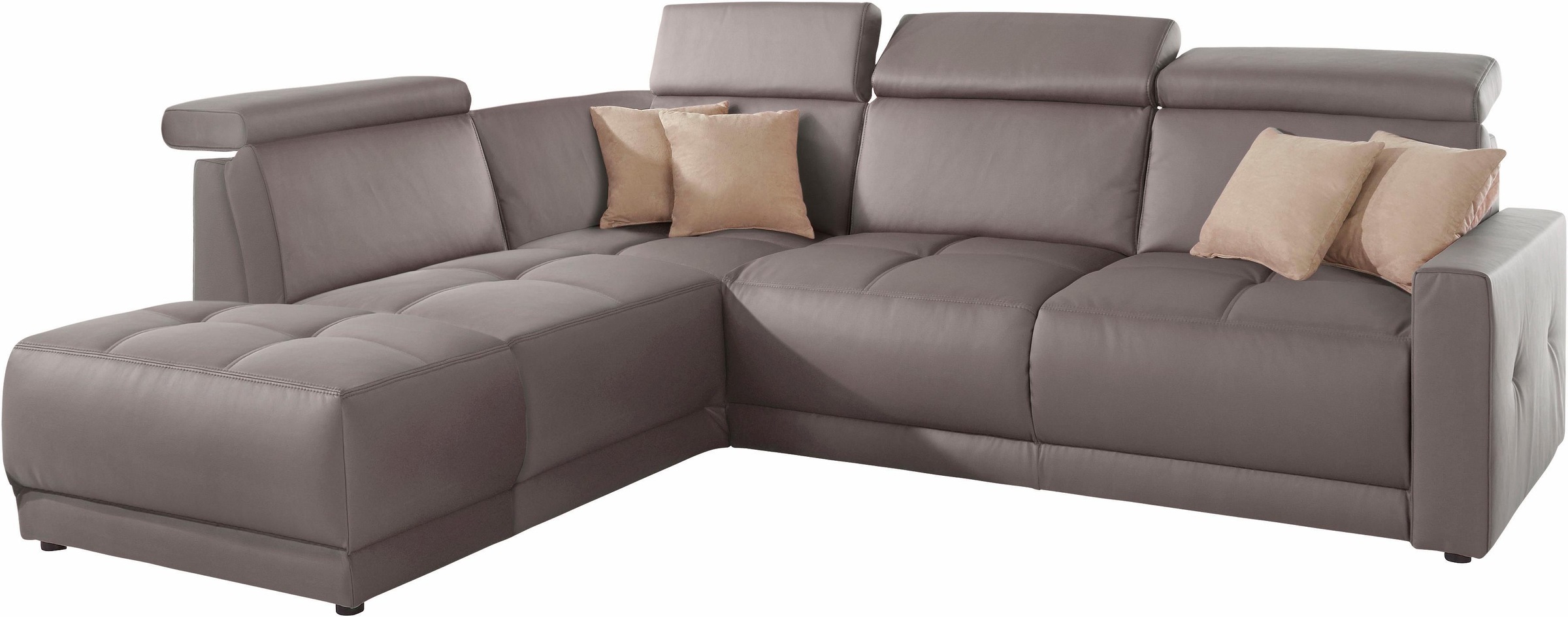 DOMO collection Ecksofa »Ava, moderne Sitzheftung mit toller Doppelnaht, komfortabel, L-Form«, mit Ottomane, inkl. Federkern, wahlweise mit Kopfteilverstellungen